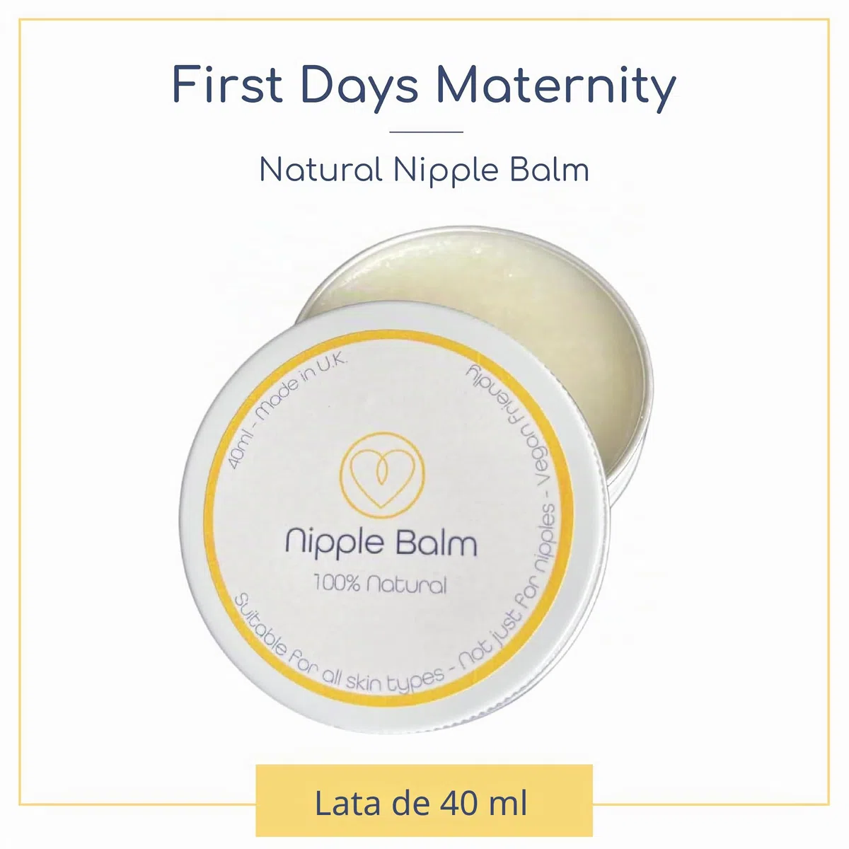 First Days Maternity - Bálsamo natural para pezones, calma y protege los pezones doloridos, apto para todo tipo de piel, apto para veganos, 40ml