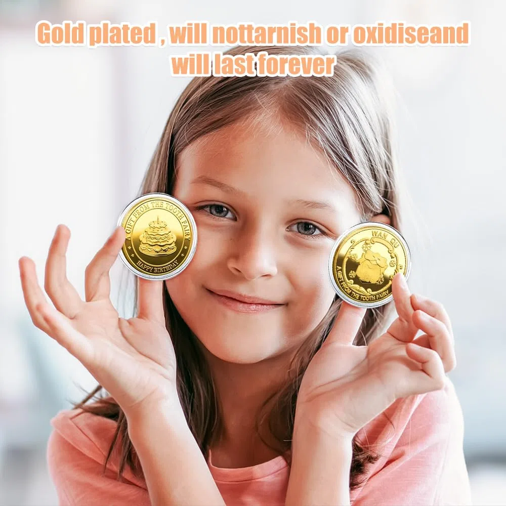 mizikuu 20 monedas de hada de los dientes, hada de los dientes, hada de los dientes, con diferentes patrones, monedas de oro para niños, regalo de hada de los dientes, recuerdo para recompensar la