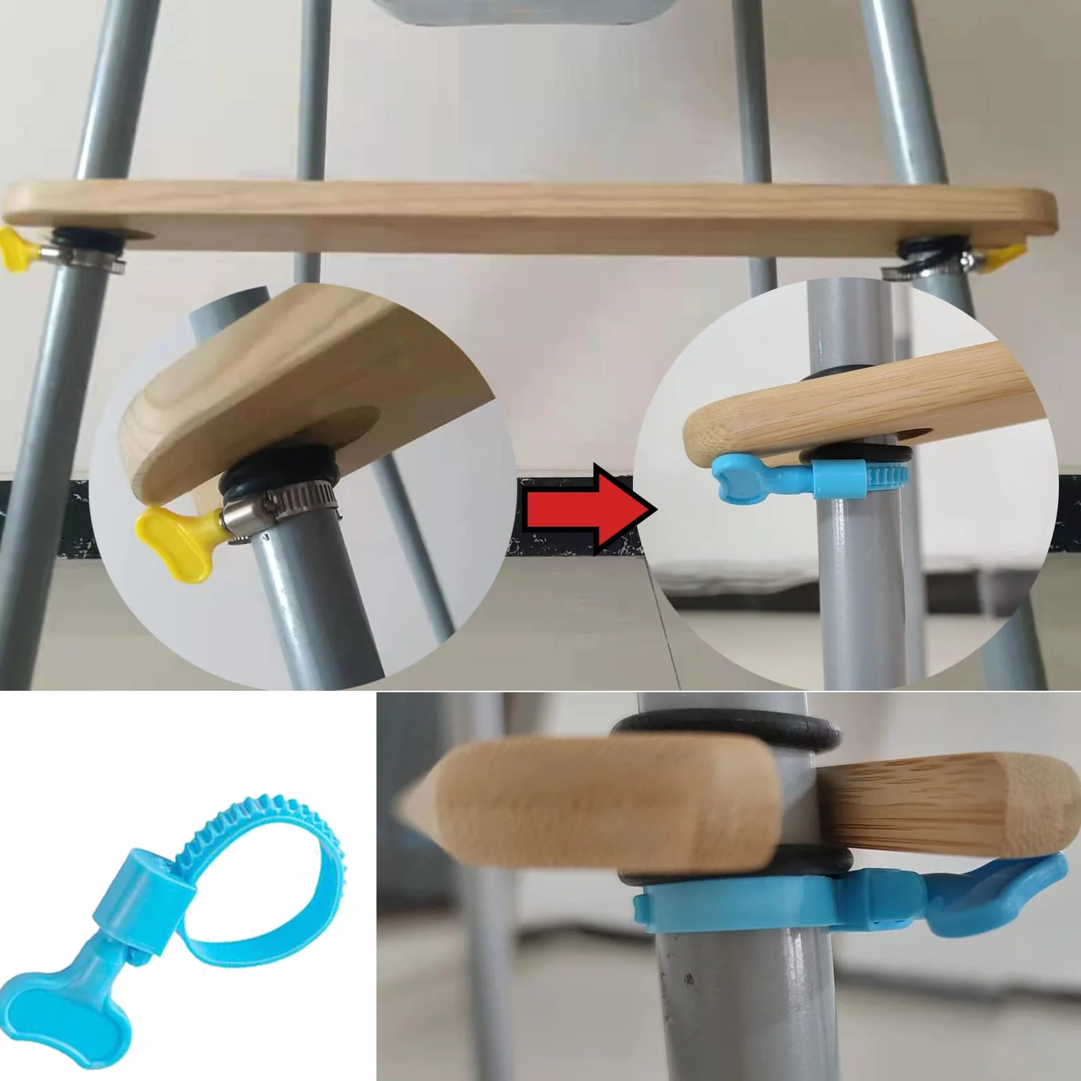 Reposapiés para Trona, Reposapiés de Bambú Natural Antideslizante Ajustable de Madera de Bambú Compatible con la Trona Antilop de IKAE