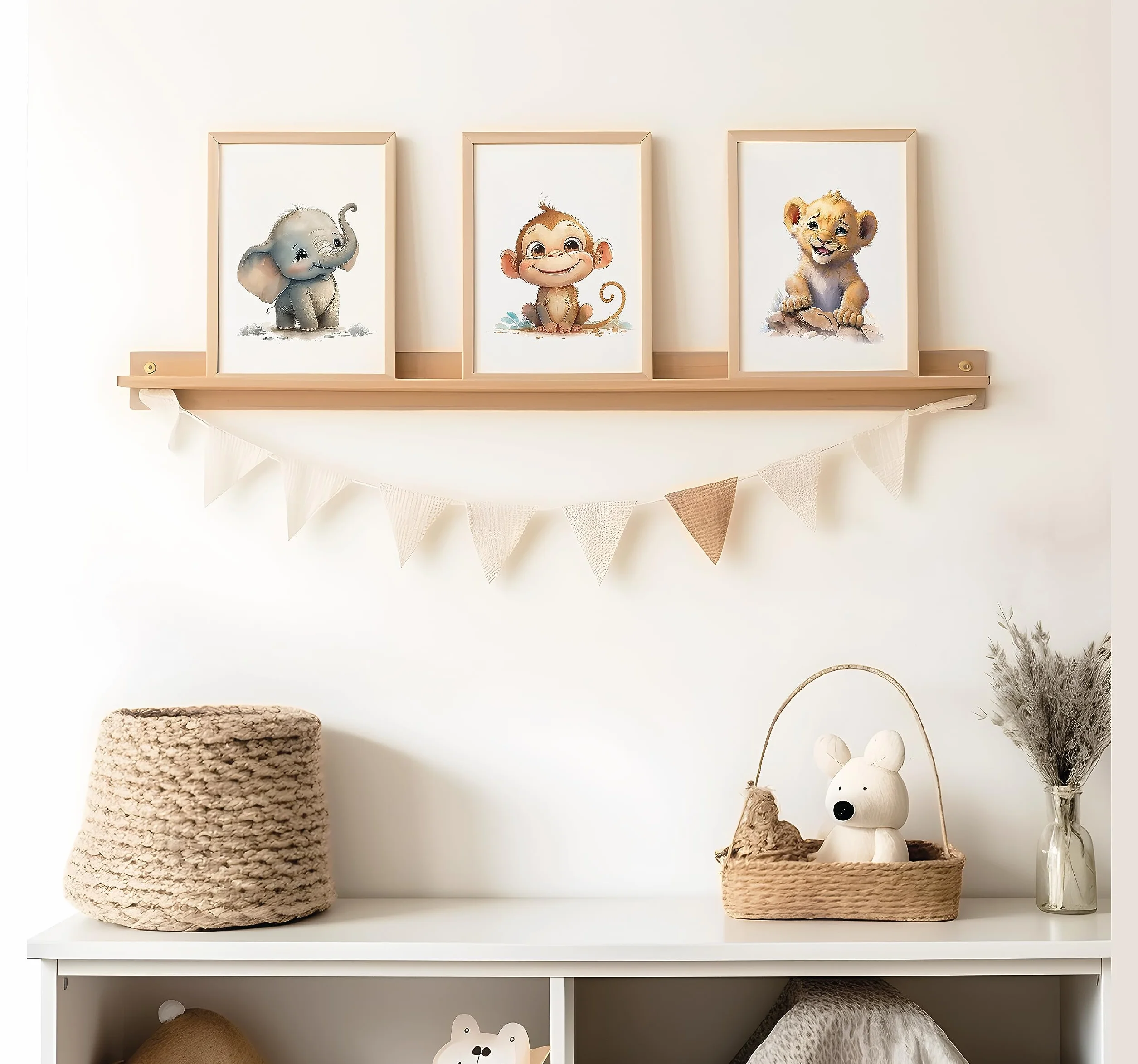 LAVEMA Laminas Decorativas animales felices del safari africano - Infantiles para Cuadros Habitacion Bebe, Niño, Niña - decoracion para cuarto de bebe - 6 Posters 21x30 cm SIN Marco