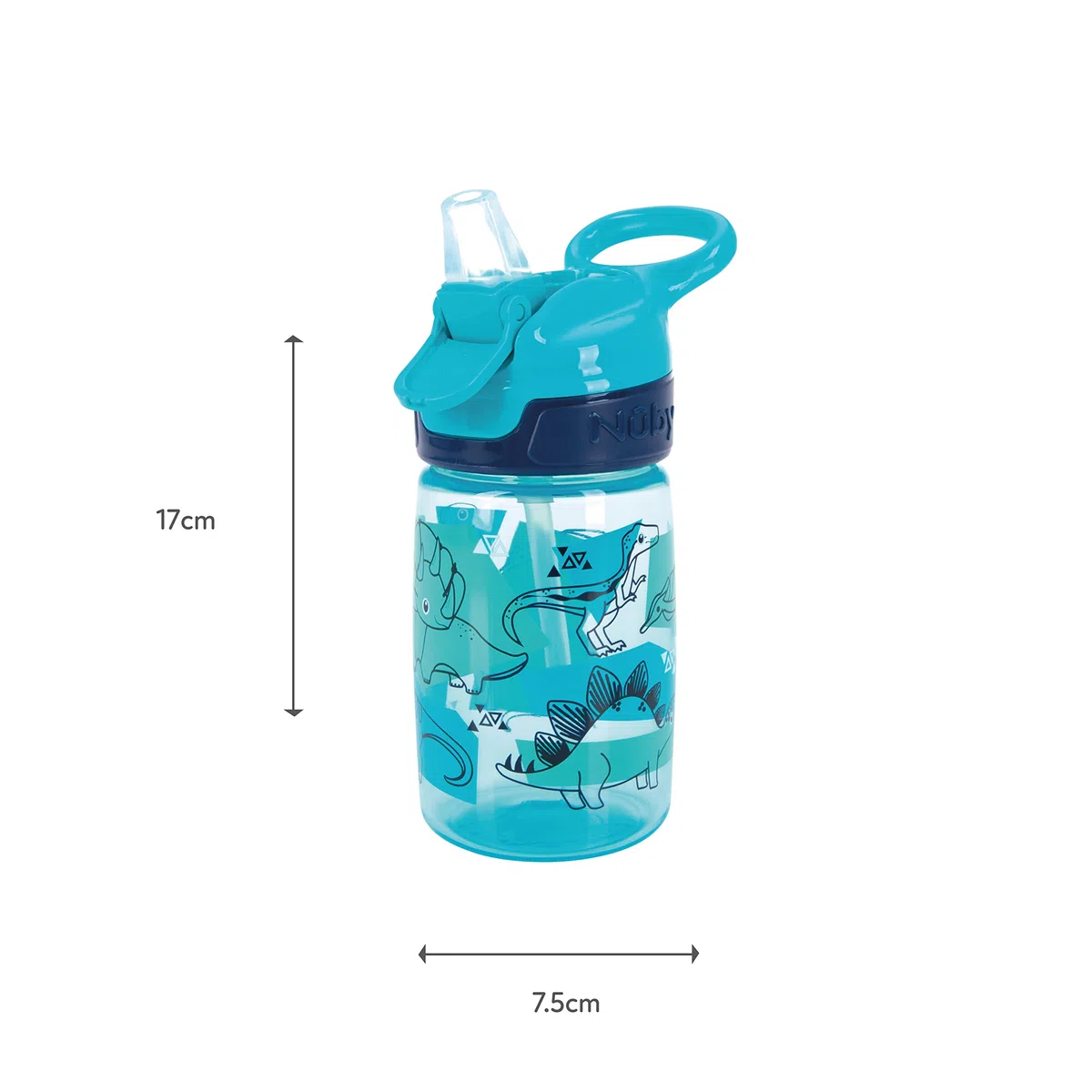 Nuby - Incredible Gulp Vaso De Aprendizaje Bebe Antiderrame - Botella Agua Bebe 360ml Con Asa Y Boquilla Suave - Vaso Antifugas con Motivos De Dinosaurios - Pack x2 - Apto Desde +18 Meses