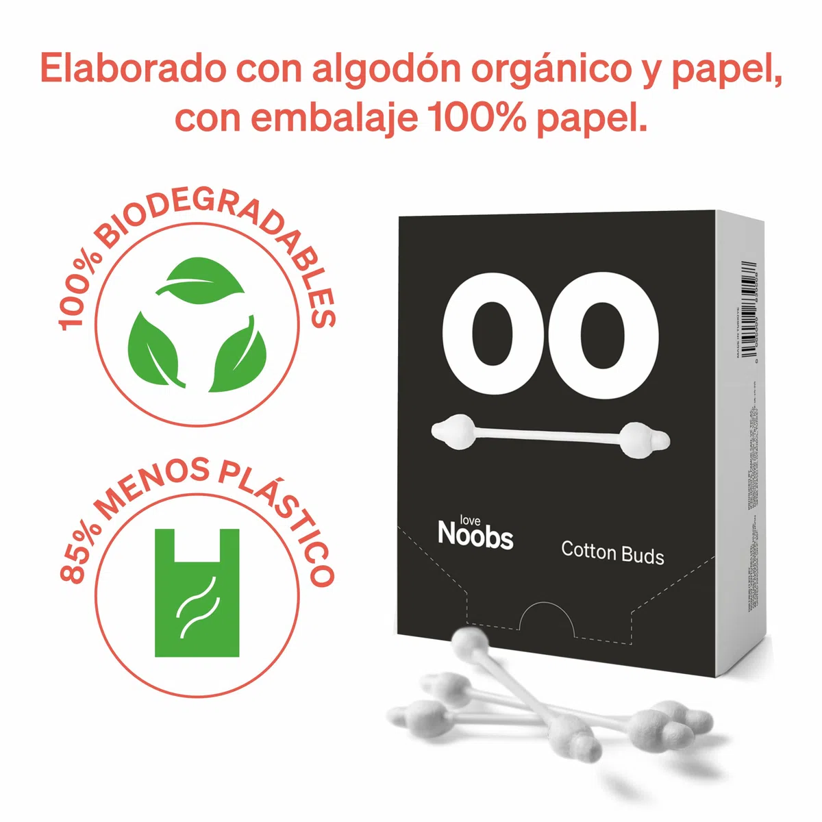 Bastoncillos de Seguridad para Bebés de Love Noobs, Bastoncillos de Algodón 100% Orgánicos para Bebés, 240 Piezas, Bastoncillos Ultra Suaves para Oídos, Ideal para Toda la Familia