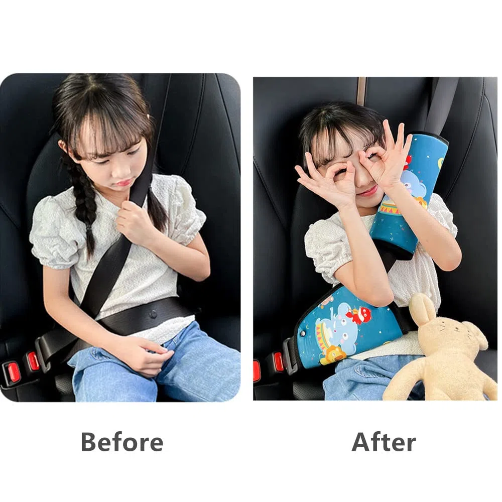 Protector Cinturon Coche Niños，Almohadillas para Cinturón Coche Seguridad con Niños Ajustador del Cinturón de Seguridad para Niños Bebés Adultos (Animal Party)
