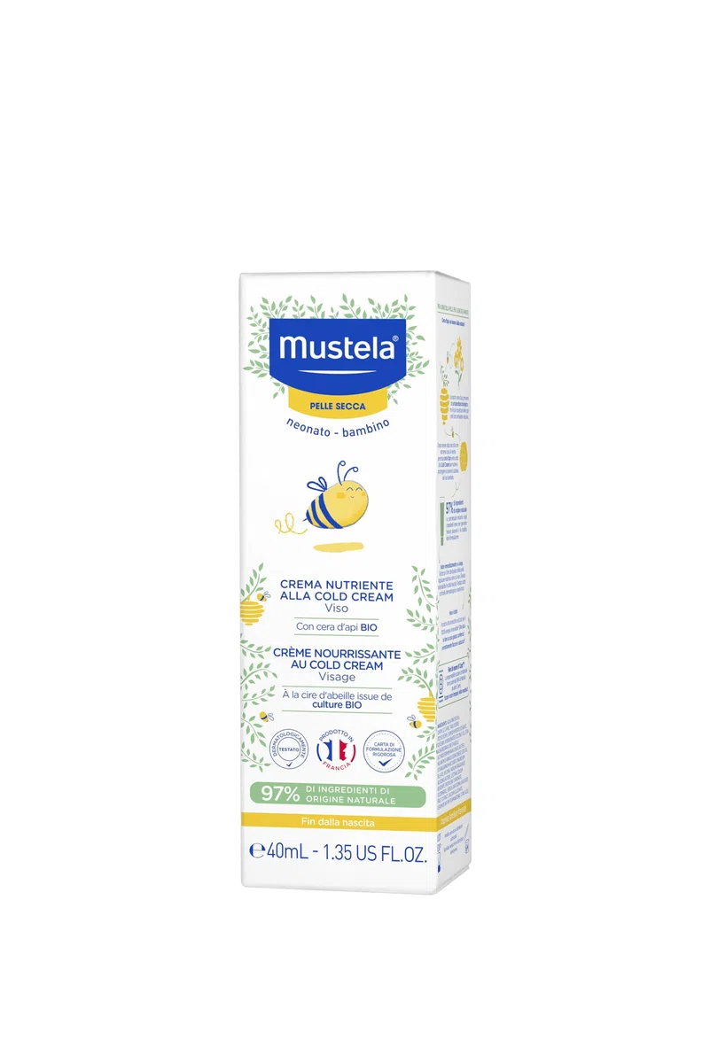 Mustela Crema Facial Nutritiva CC, Cold Cream Natural, Manteca de Karité, Rostro, Bebés y Toda la Familia - Hidratante Diaria, Específica para Pieles Secas, 97% Ingredientes de Origen Natural (40ml)
