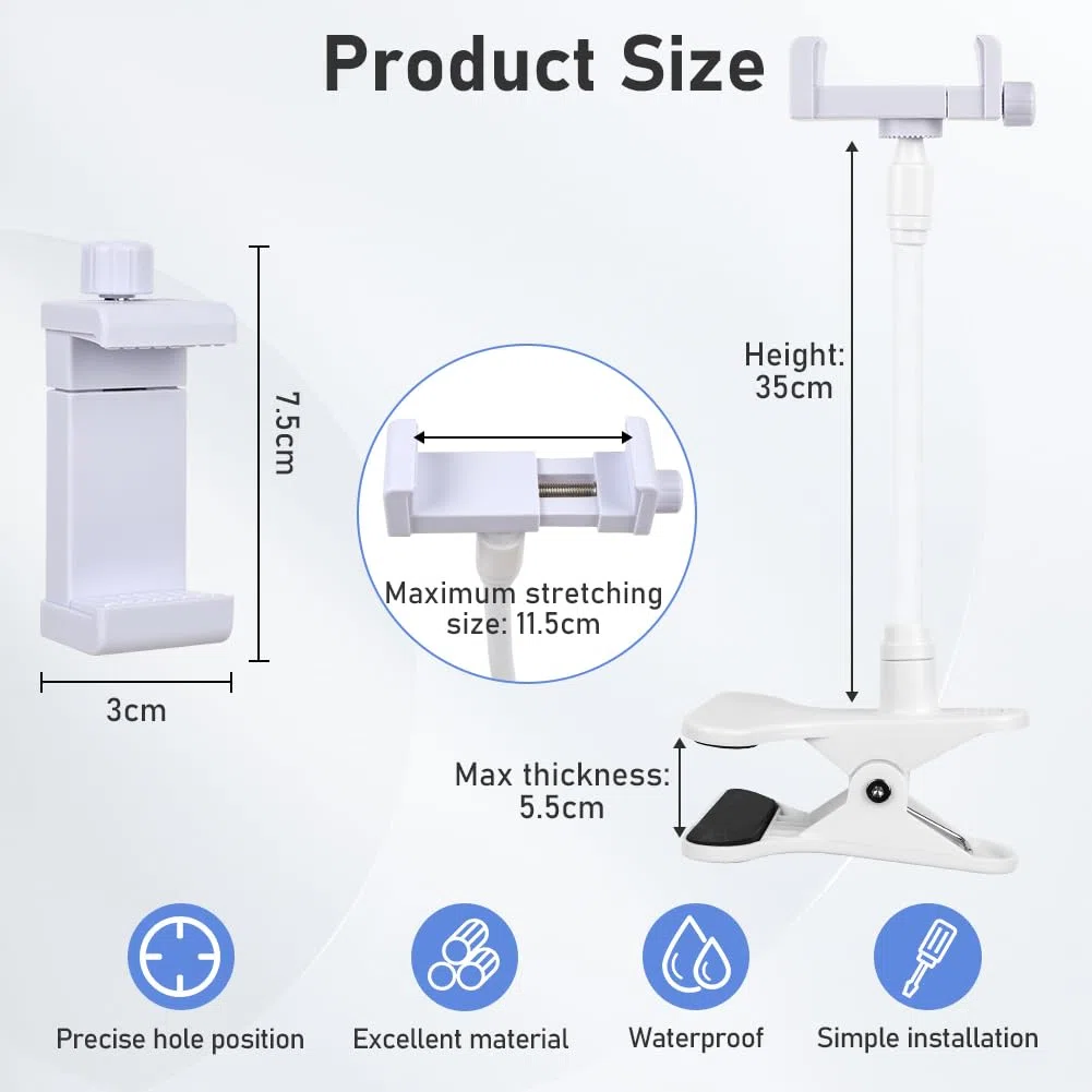 OFFCUP Soporte Camara Vigilancia Bebe, Universal Flexible Soporte para Cámara y Ajustable con Tornillo 1/4", Soporte para Monitor para Bebés para Cuna Mesa Habitación (Clip)