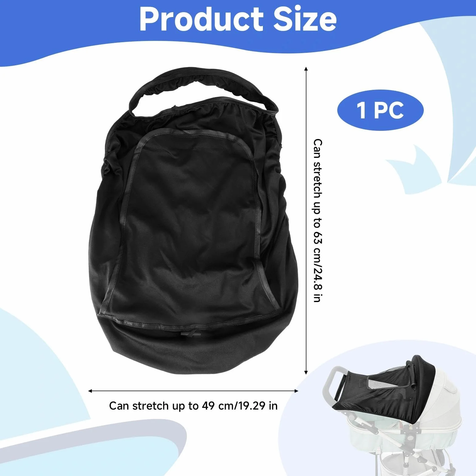 Sombrilla Carro Bebe Universal con Protección UV, Transpirable Parasol Carro Bebe con Ventana, Ajustable Universal Protector Solar Carrito Bebé, Negro