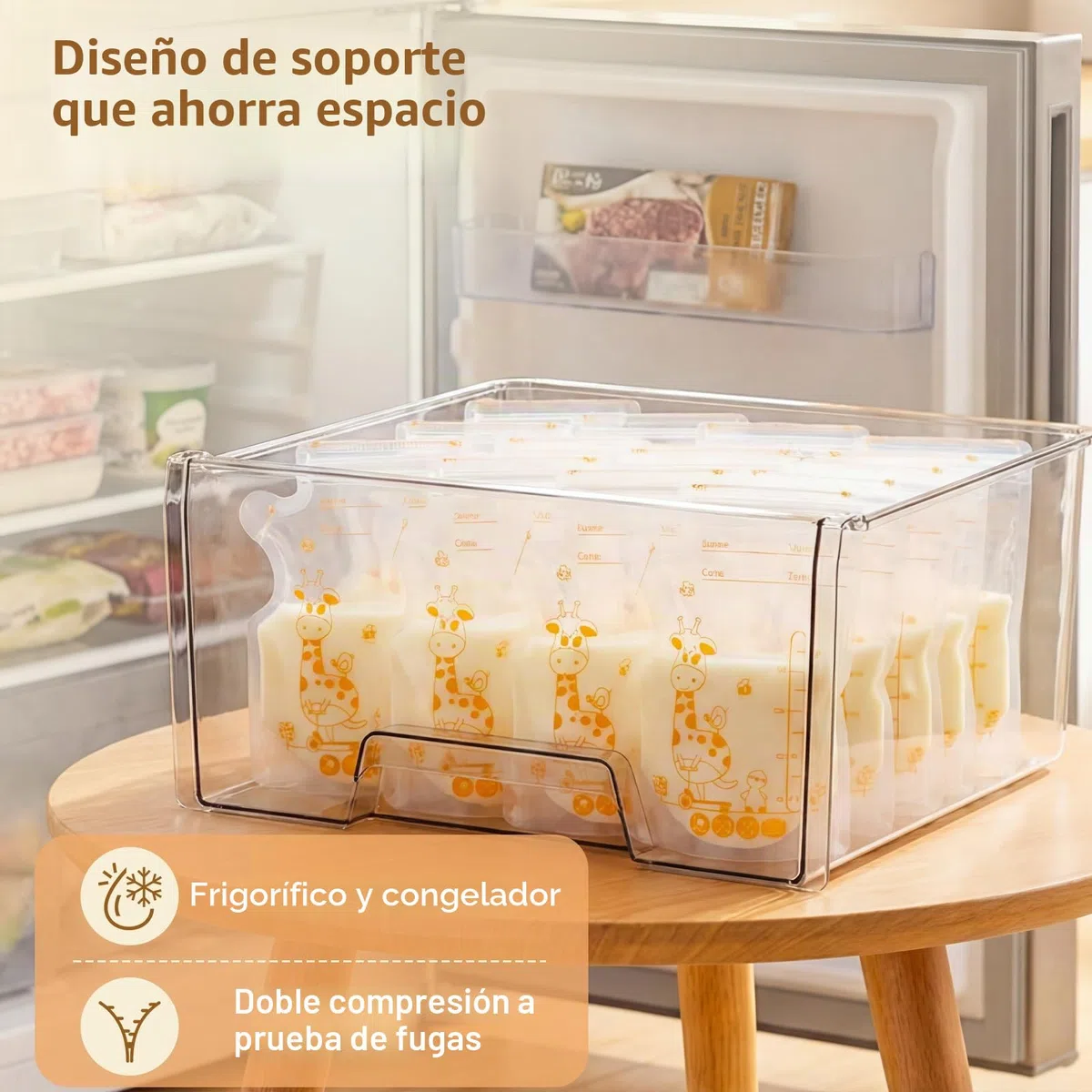 Vinabo Bolsas de Almacenamiento de Leche Materna, 180ml, 100 Unidades, Polietileno, Doble Cierre, Congelación Rápida, Libre de BPA