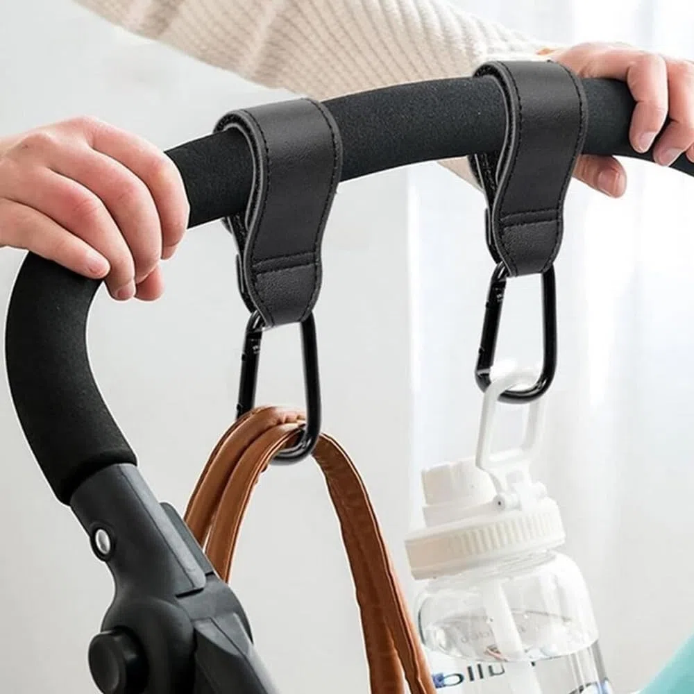 Portavasos para Carrito de Bebé con 2 Ganchos, Rotación de 360 Grados para Bicicleta, Diseñado con Gran Calibre (Negro)