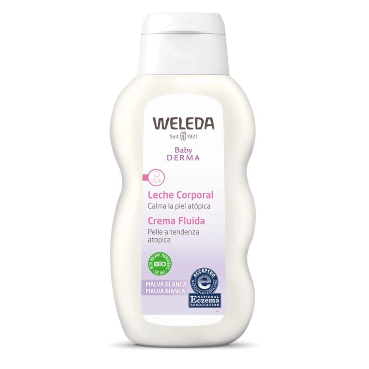 Weleda – Leche Corporal de Malva Blanca, Hidrata Intensamente la Piel Descamada, Calma el Picor, con Pensamiento Silvestre y Malva Blanca, Piel Hipersensible y Atópica Vegana – 200 ml