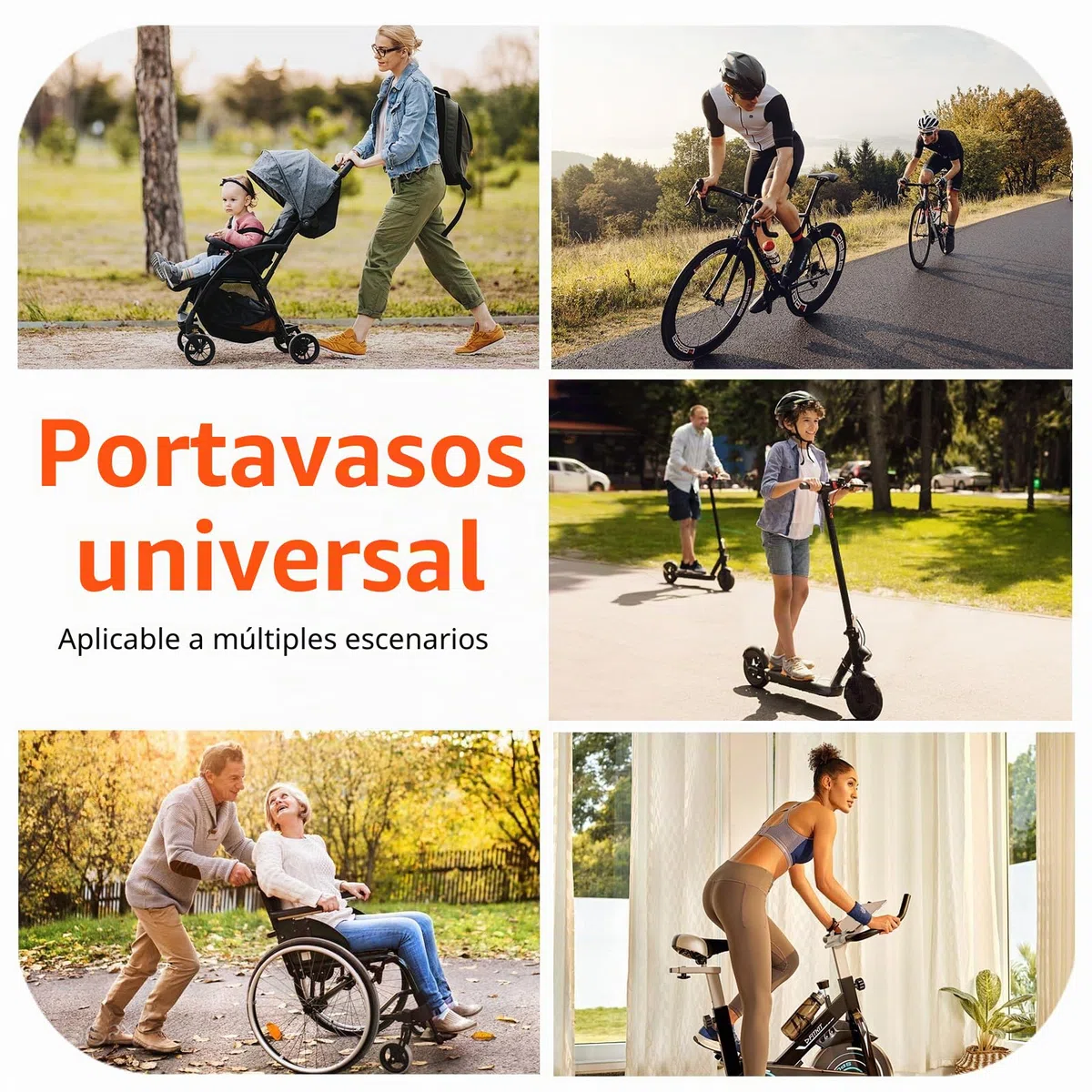 Vihir Portavasos Carrito Bebe, 3 en 1 Plegable Portabotellas para Sillas de Ruedas, Universal Soporte de Bebidas para Cochecito, Bicicletas, Scooters, con Soporte para Teléfono Móvil