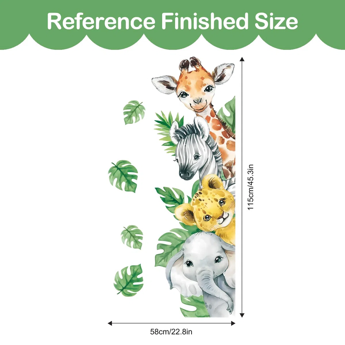 Tanlaby Pegatinas de Pared Animales de la Selva Jungla Murales Vinilos Infantiles Adhesivos Vinilos Jirafa Cebra Hojas Verdes Decorativos Pared para Bebé Habitación Cuarto de Jugar Guardería