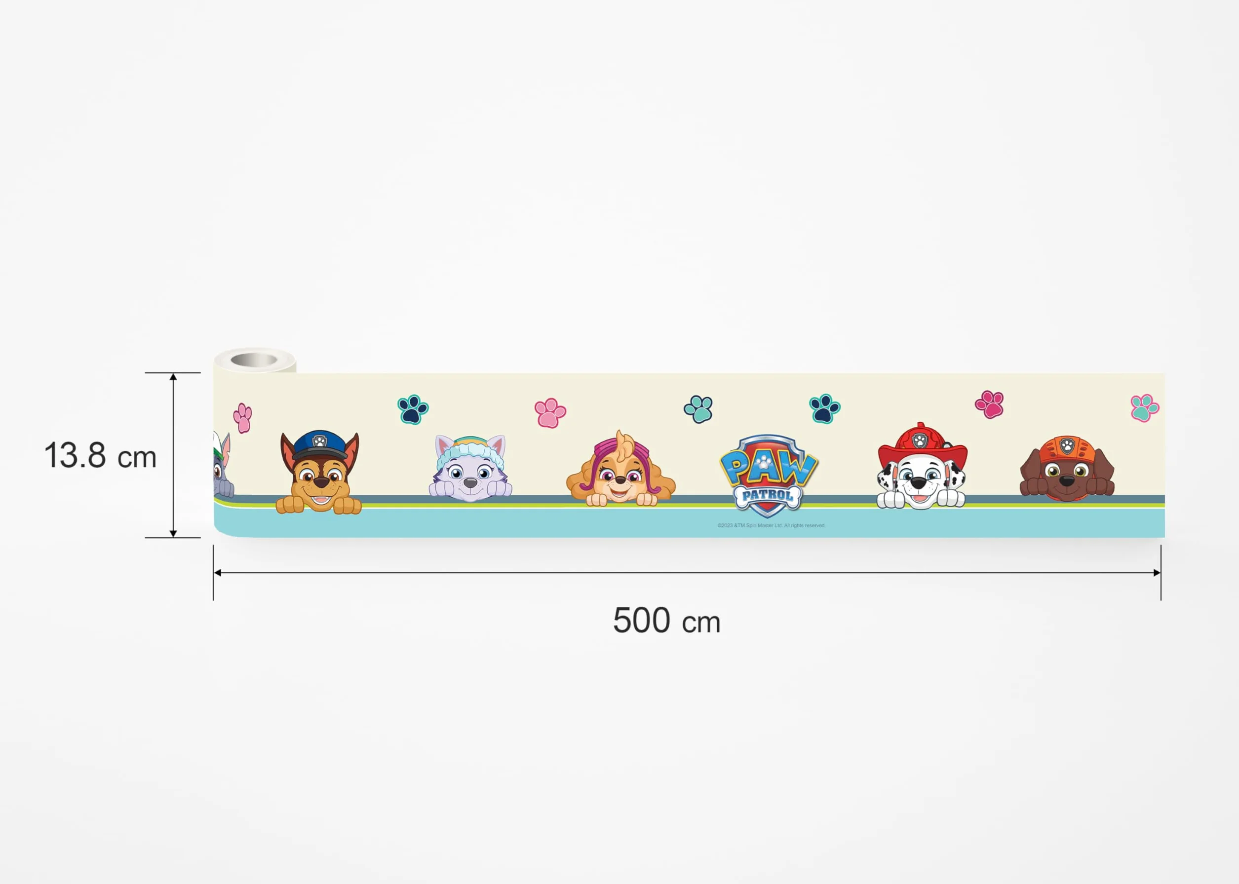 AG Design AWBD 8008 - Cenefa autoadhesiva de la Patrulla Canina con texto en alemán "Sei Glücklich", decoración de pared para niños y niñas, multicolor, ancho 500 cm x alto 14 cm