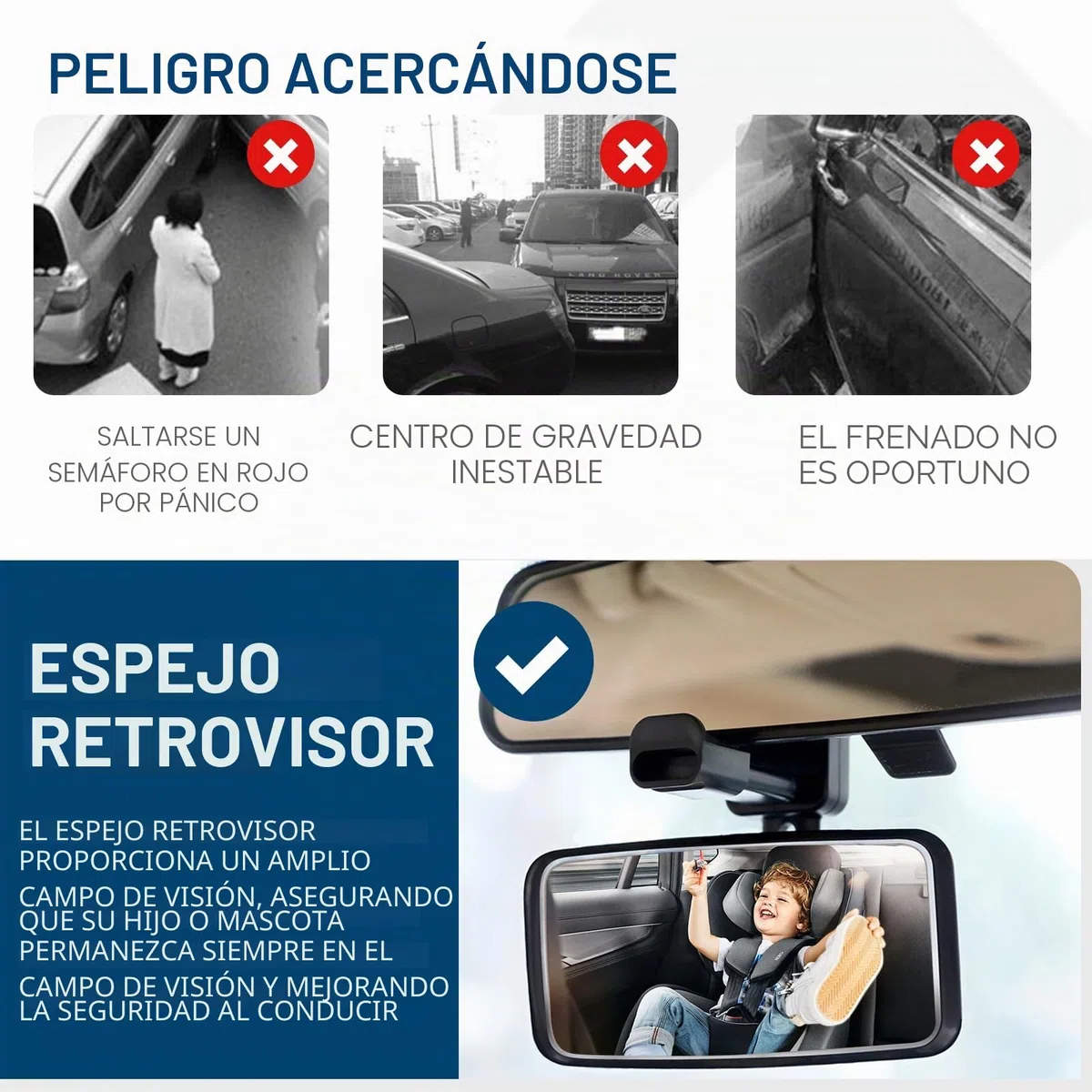 Espejo de Coche para Bebe, Rotación 360° Espejo Retrovisor Bebe Coche, Espejo de Cristal, Instalación Sencilla, Espejo para Coche para Seguridad de los Asientos Trasero