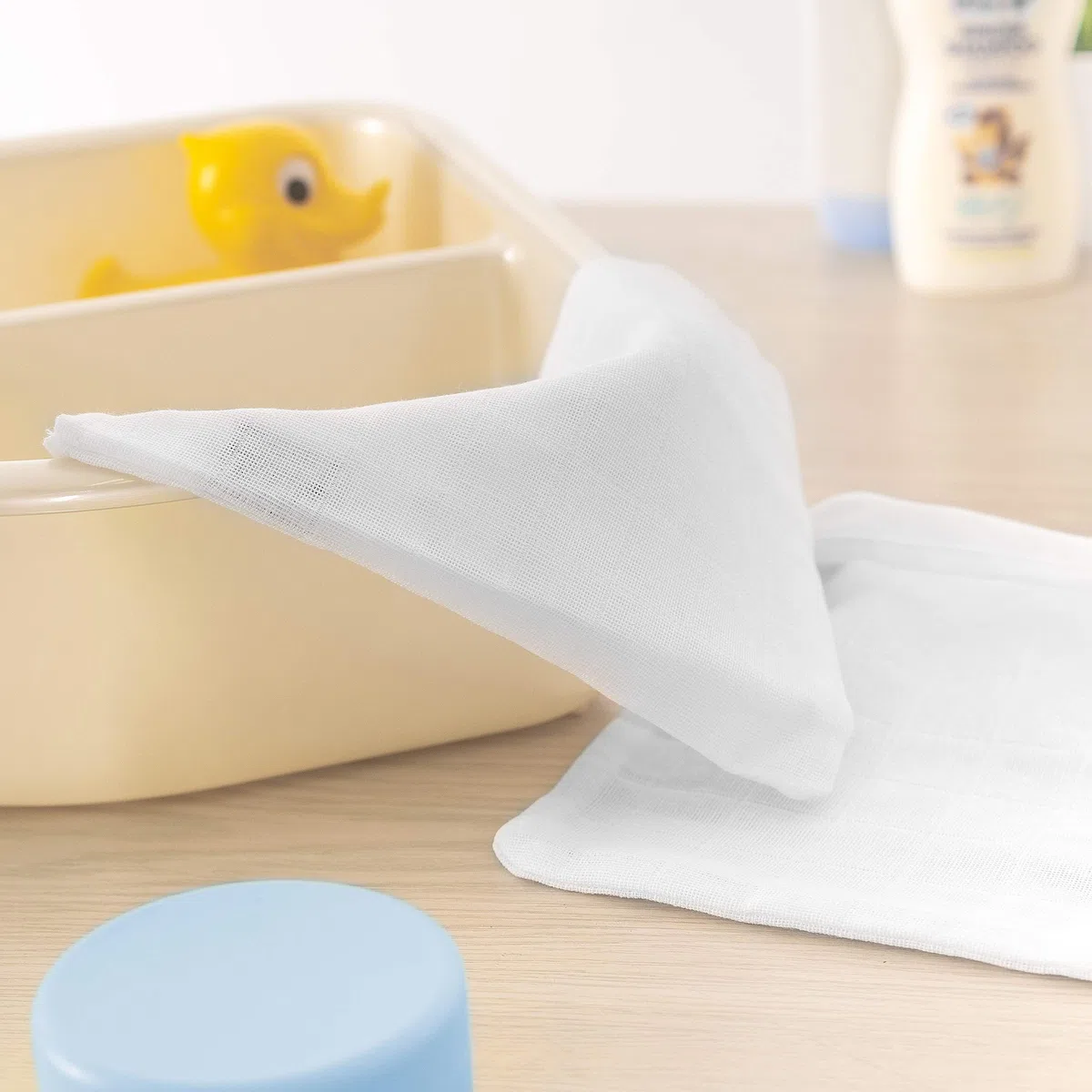 Makian Manoplas baño bebe Set 10 Ud. / Muselina facial 17x20 cm / Gasas bebe algodon / Muselina bebe blanca Certificado Oeko-TEX, lavar a 90°C - blanco