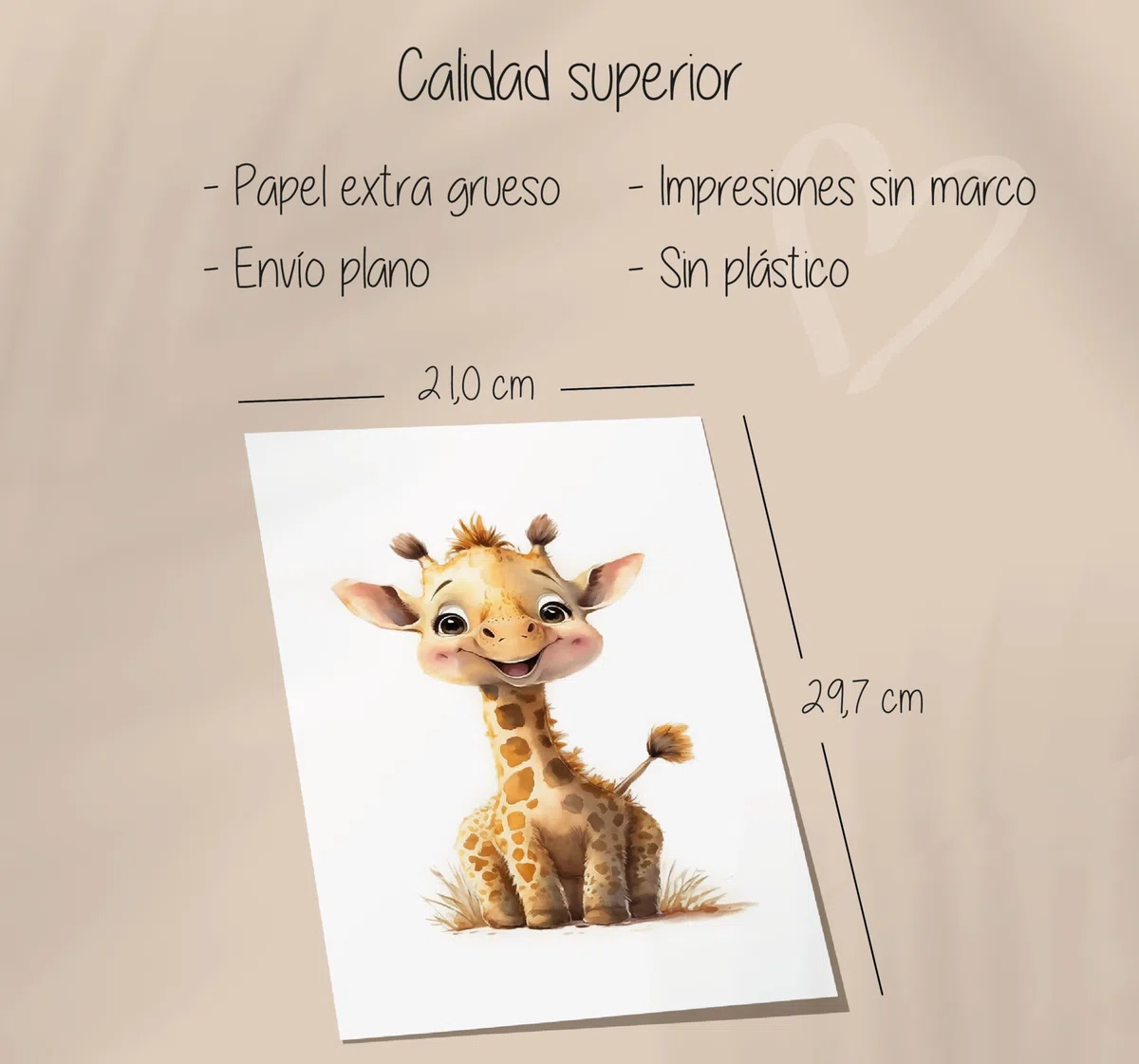 LAVEMA Laminas Decorativas animales felices del safari africano - Infantiles para Cuadros Habitacion Bebe, Niño, Niña - decoracion para cuarto de bebe - 6 Posters 21x30 cm SIN Marco