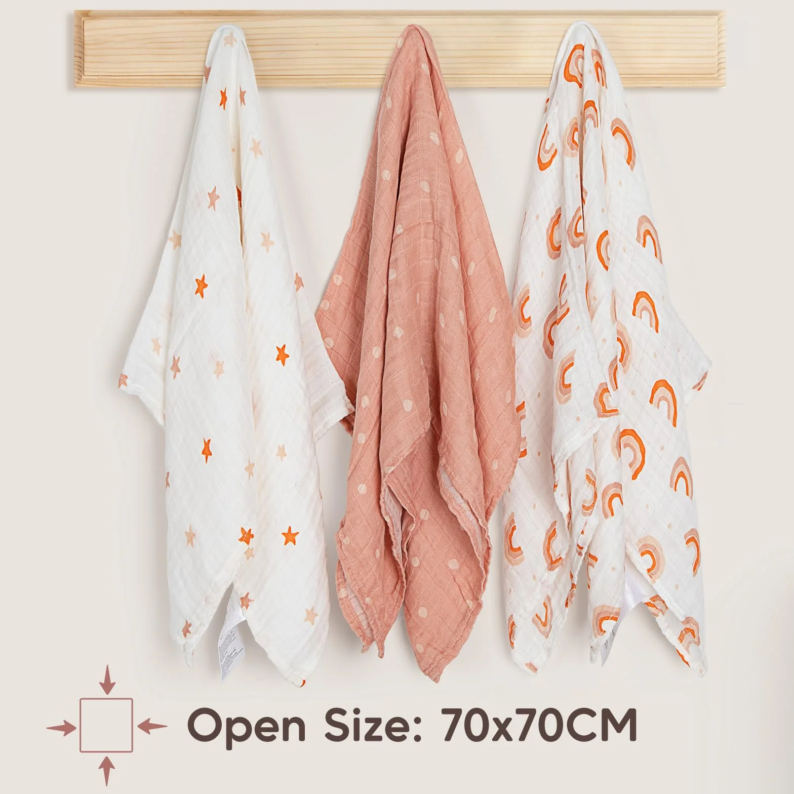 Maliton Paños de Muselinas para Bebé, Paquete de 6 Unidades de 70 x 70 cm, Paquete de Muselina para Bebés, Niñas y Niños, Absorbentes, Paños de Algodón Transpirable para Limpiar, Cuadrados de