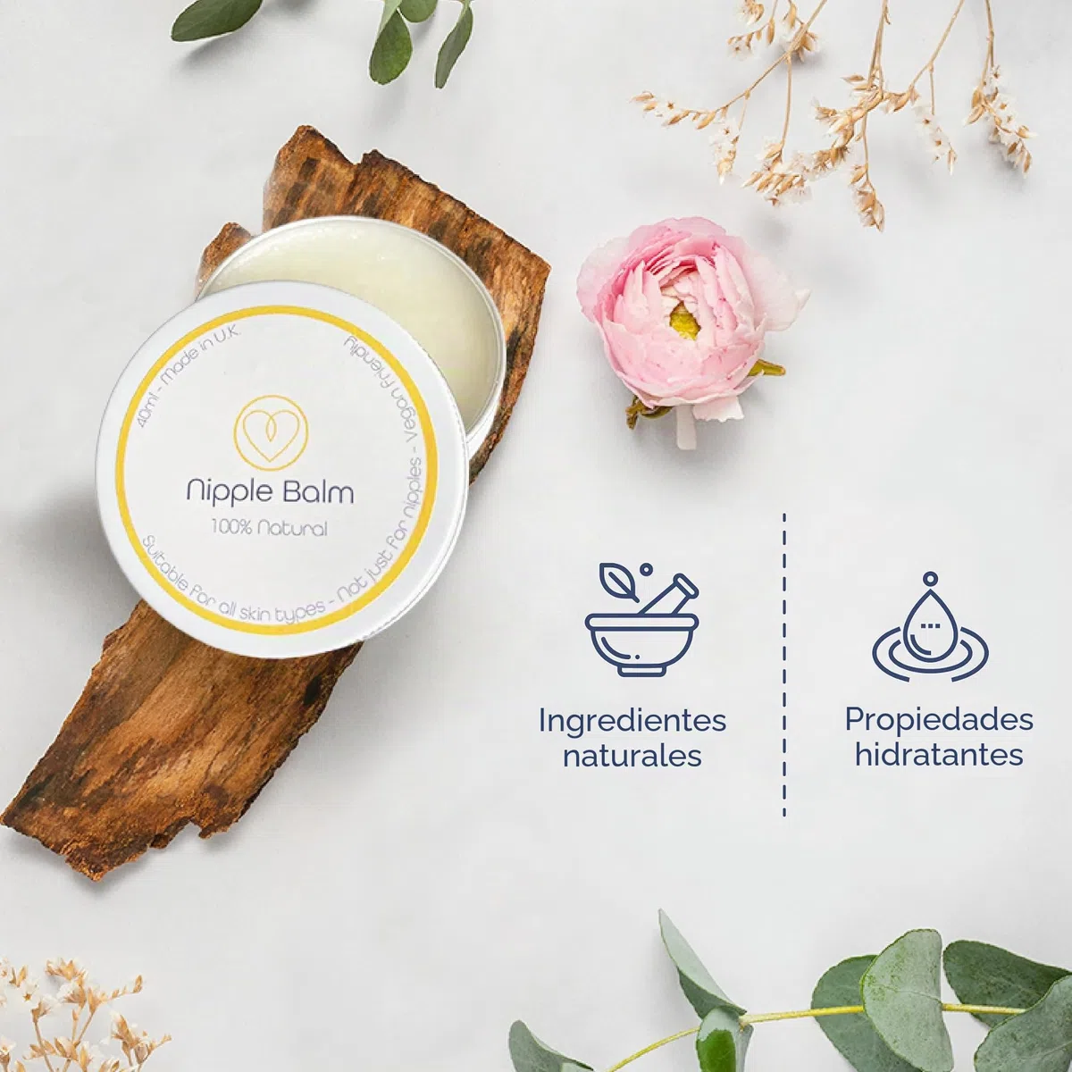First Days Maternity - Bálsamo natural para pezones, calma y protege los pezones doloridos, apto para todo tipo de piel, apto para veganos, 40ml