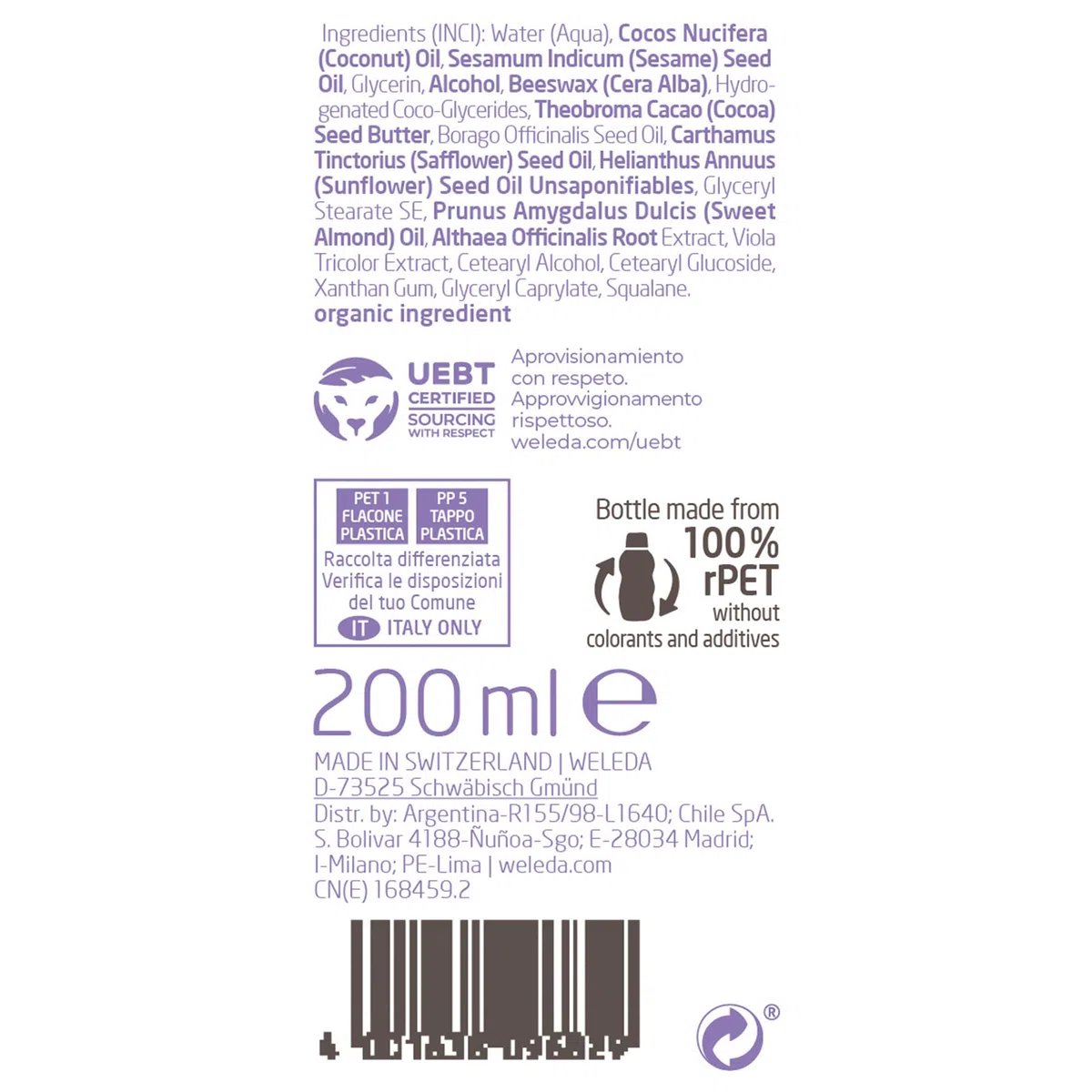 Weleda – Leche Corporal de Malva Blanca, Hidrata Intensamente la Piel Descamada, Calma el Picor, con Pensamiento Silvestre y Malva Blanca, Piel Hipersensible y Atópica Vegana – 200 ml