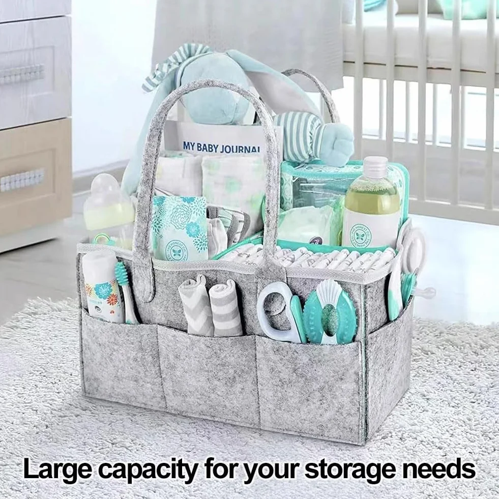 Comioke Organizador Pañales,Cesta Organizadora Bebe, Pañales Bolso Para Bebés, Correas para Pasear en Carrito Bebe, para Cambiar Toallitas Juguetes para la Ducha del Recién Nacido