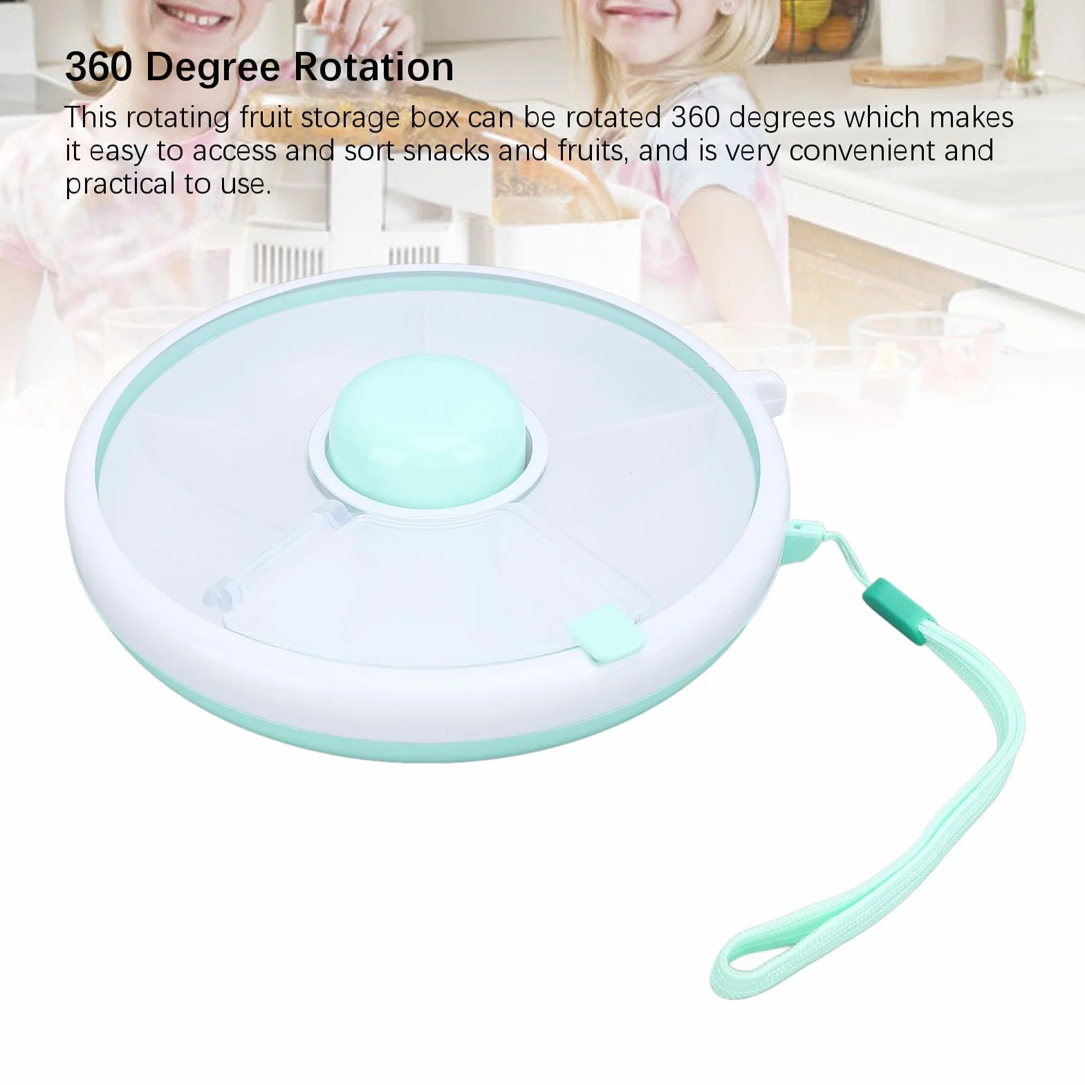Snack Spinner, Kids, Contenedor de Bocadillos Reutilizable de Gran Capacidad con Dispensador de 5 Compartimentos y Tapa, a Prueba de Fugas, a Prueba de Derrames,