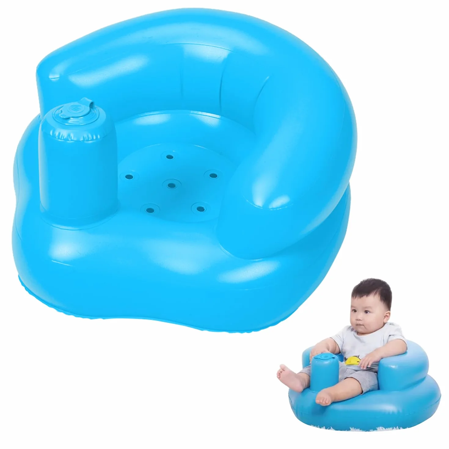 Asiento Inflable para Bebés,Silla de Baño Hinchable para Recién Nacidos,Asiento Portátil Inflable para Bebé con Bomba de Aire Incorporada,Silla para Bebés y Niños Pequeños,para Viajes,Camping