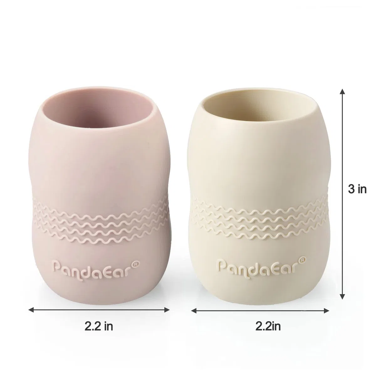 PandaEar Set de Alimentación Autónoma para Bebés | 2 Platos de Succión Divididos y 2 Tazas Pequeñas con 2 Cucharas y 2 Tenedores| Suministros de Silicona para Destete (Rosa)