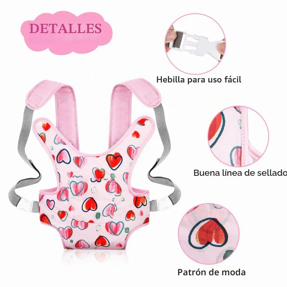Aolso Portabebés para Muñecas 14-18 Pulgadas, Portador de Transporte para Niños, Juguetes de Juegos de Rol 1+ Año Rosa