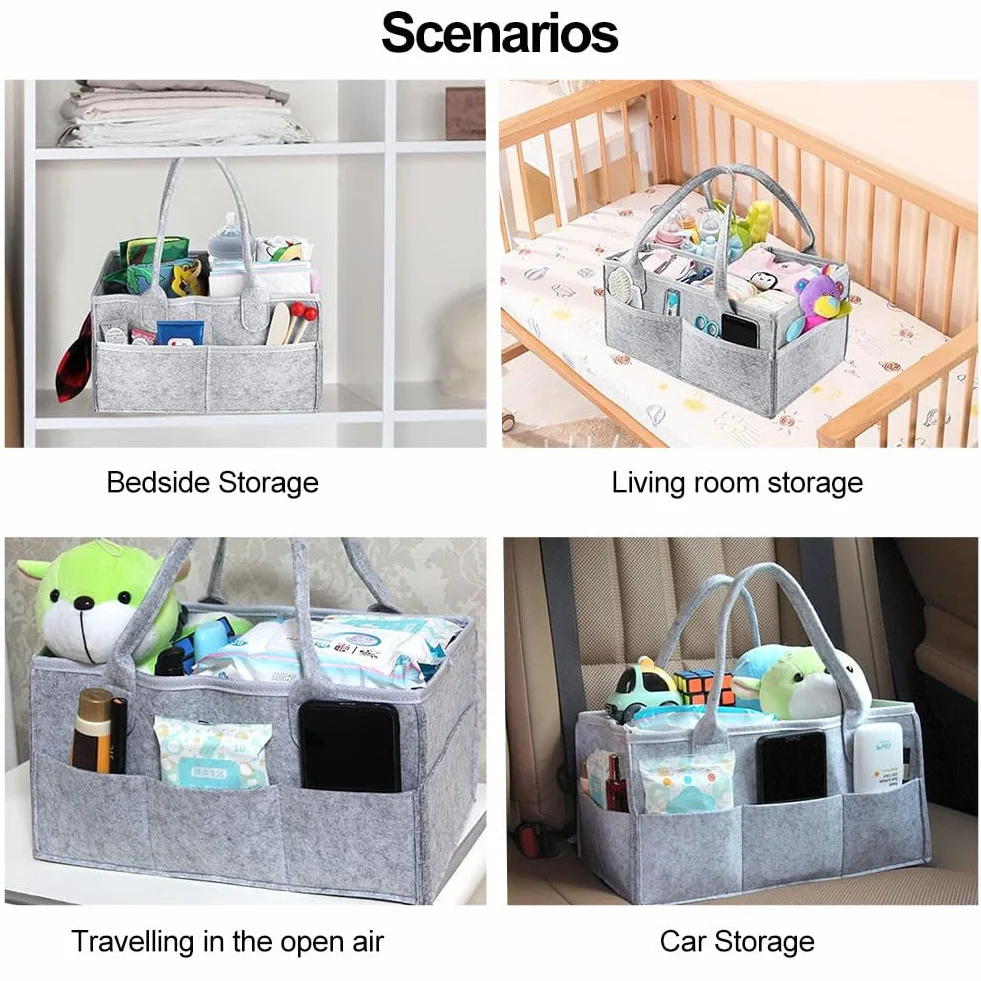 Comioke Organizador Pañales,Cesta Organizadora Bebe, Pañales Bolso Para Bebés, Correas para Pasear en Carrito Bebe, para Cambiar Toallitas Juguetes para la Ducha del Recién Nacido