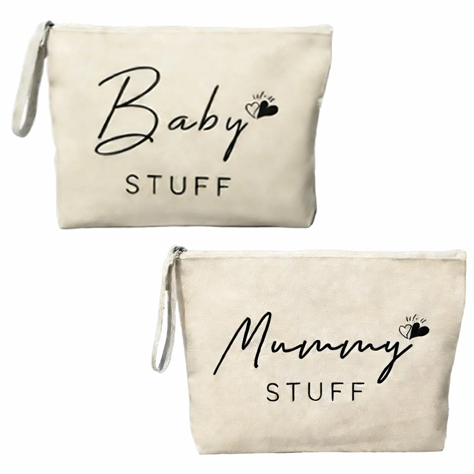 Juego de 2 bolsas de cosméticos con cremallera, regalo para embarazadas, cuidado del bebé, regalo para baby shower, nacimiento y hospitalidad