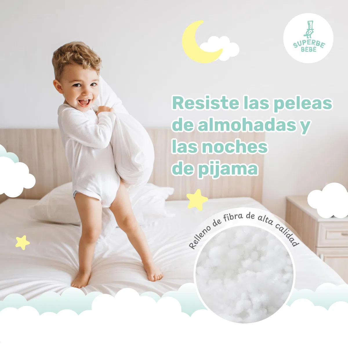 Almohada Infantil Blanca 33x45 Cm De Algodón Oeko-Tex - Almohada Cuna Bebe Y Niños- Cojin Pequeño para Bebés para Siestas En La Guardería, Escuela Y Viajes - 1 Año 2 Años