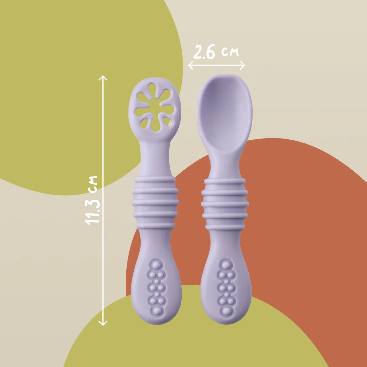 Cucharas Bebé 6 Meses BLW – Set 2 Cubiertos Bebé Silicona LFGB | Cucharas Aprendizaje Antiahogo | Fácil Agarre | Sin BPA | PequeLuz