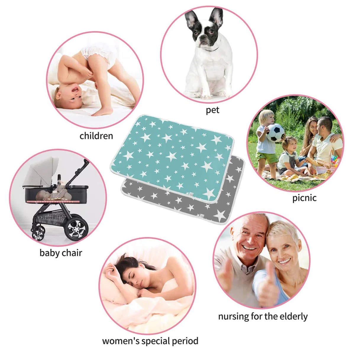 Cambiador de Bebé Pañales Portátil Plegable Almohadilla Impermeable para Niños Adultos Y Mascotas Cambiador para Bebés Reutilizable Impermeable Lavable 2 Piezas 50 x 70cm