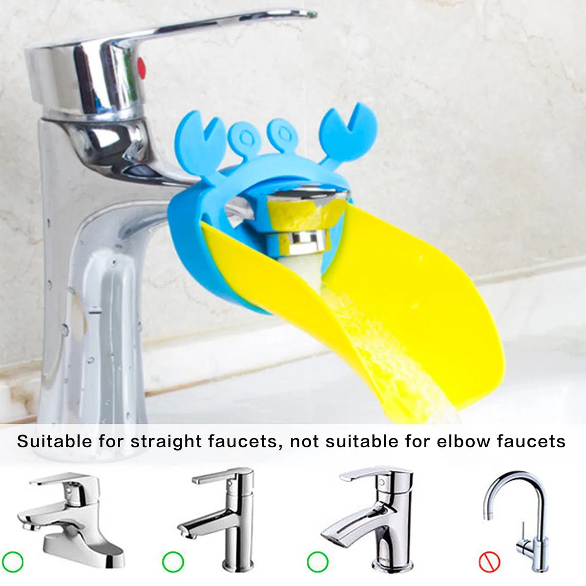 Extensor de Grifo para Niños 2 Piezas Cangrejo en Forma Extensor Grifo del Fregadero Extensor Grifo Silicona de Dibujos Animados para Bebés Cocina Baño Lavamanos Lavado de Manos, Azul + Rosa