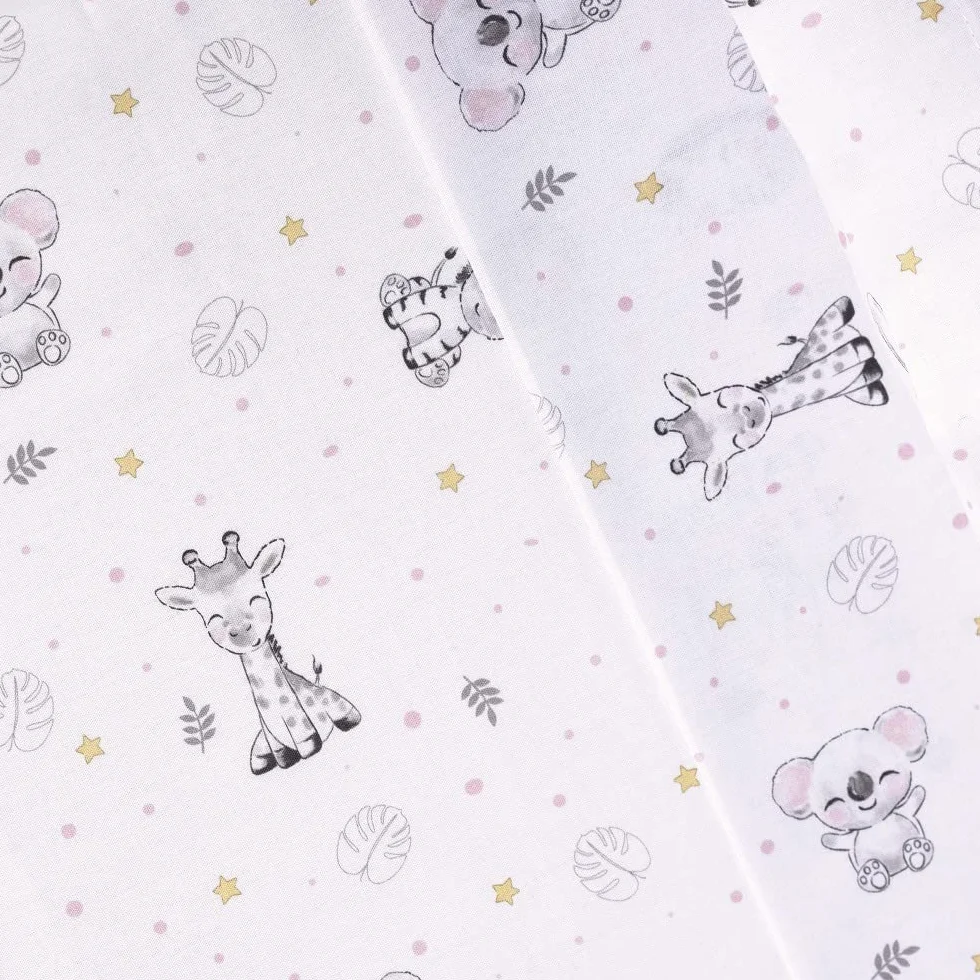 Juego de sábanas de Minicuna KOALA en blanco rosa · 100% ALGODÓN · INTERBABY
