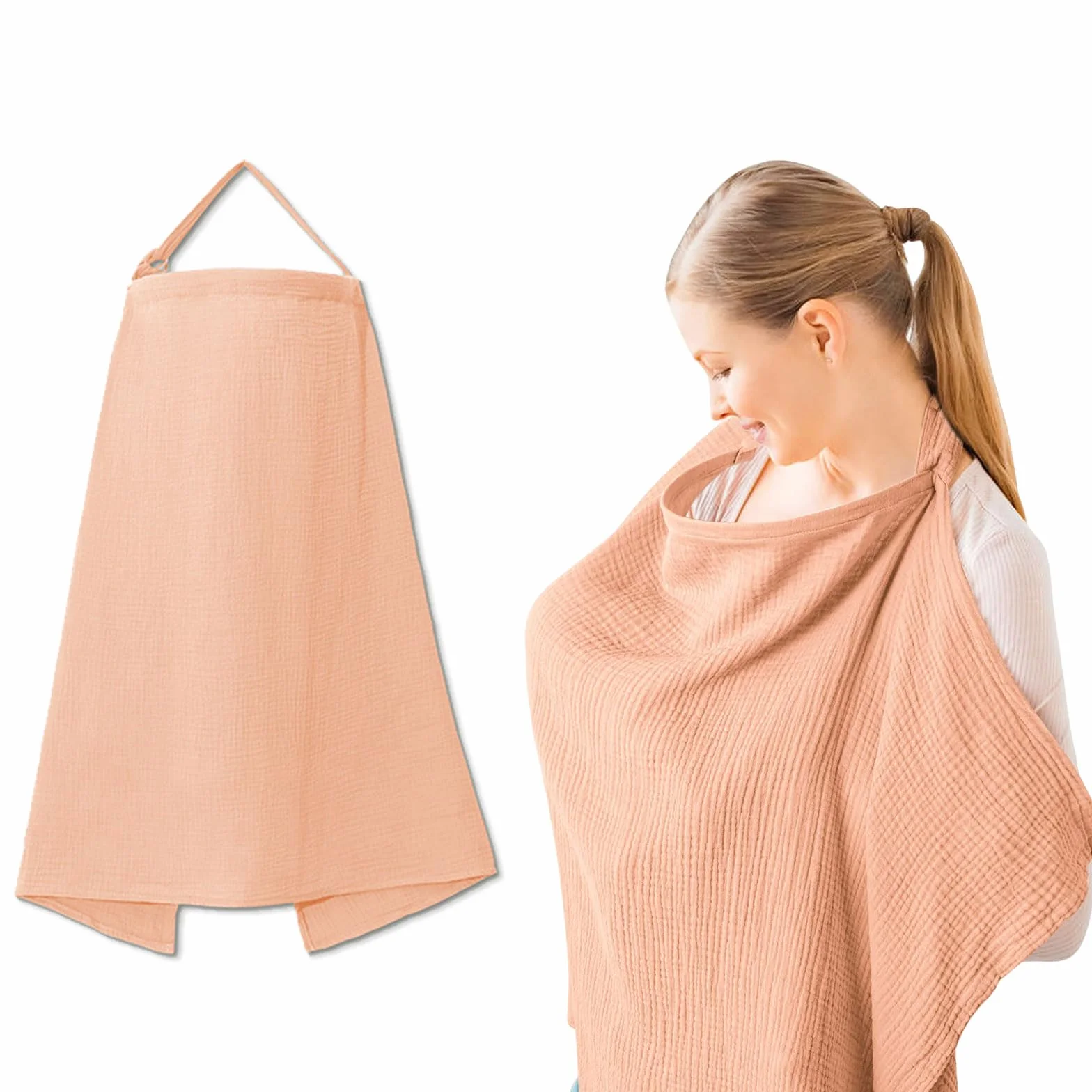 Pañuelo de lactancia para viajes, delantal de lactancia, funda de muselina para bebés, suave y transpirable, funda de enfermería para alimentación del pecho, color rosa, Rosa., L