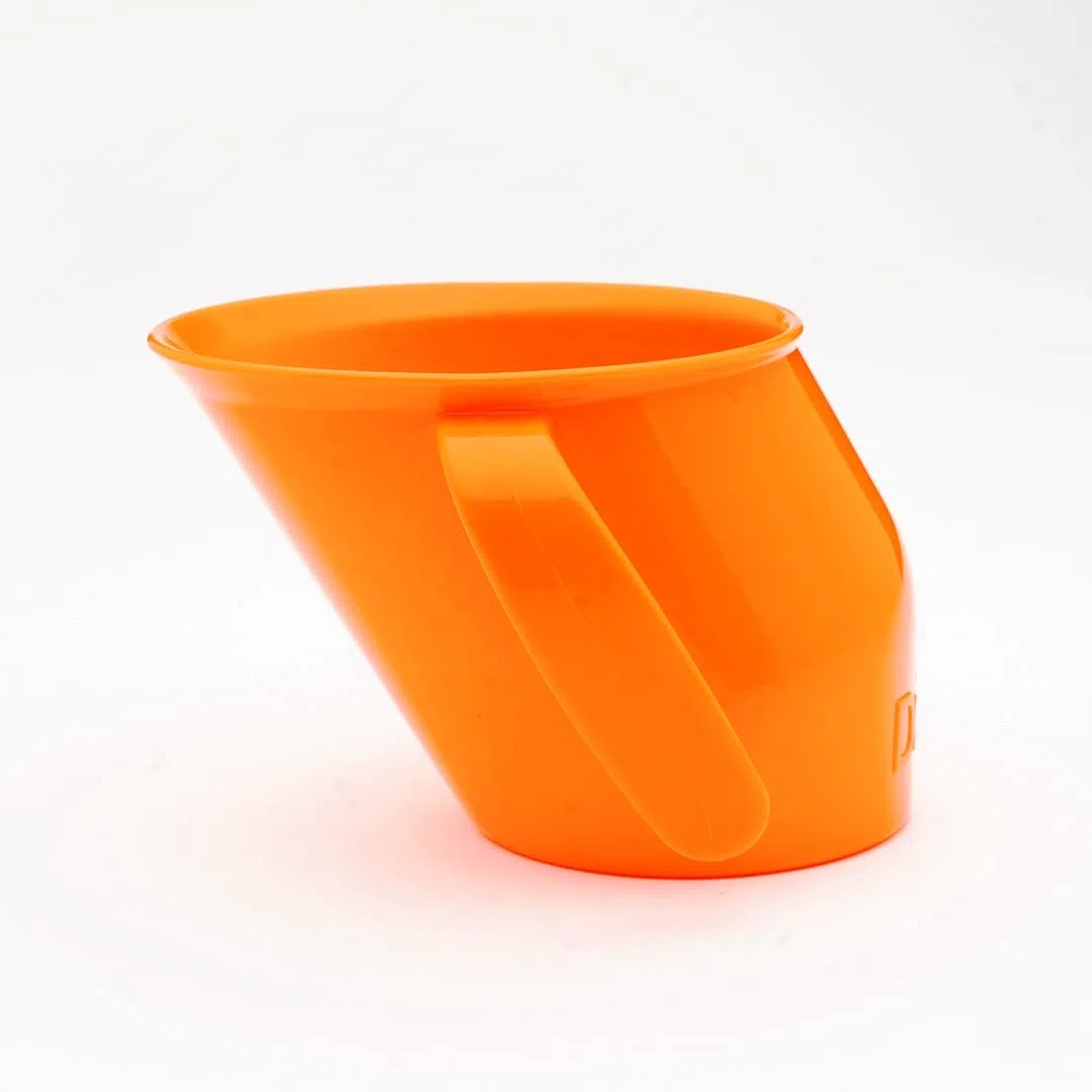 Doidy Cup Tacitas de aprendizaje abiertas para nenes y bebés – Diseño oblicuo único - Vaso para bebé de dos asas – Taza genial para el destete para leche, agua y zumos Uso desde 3-6 meses hasta niños (Naranja)