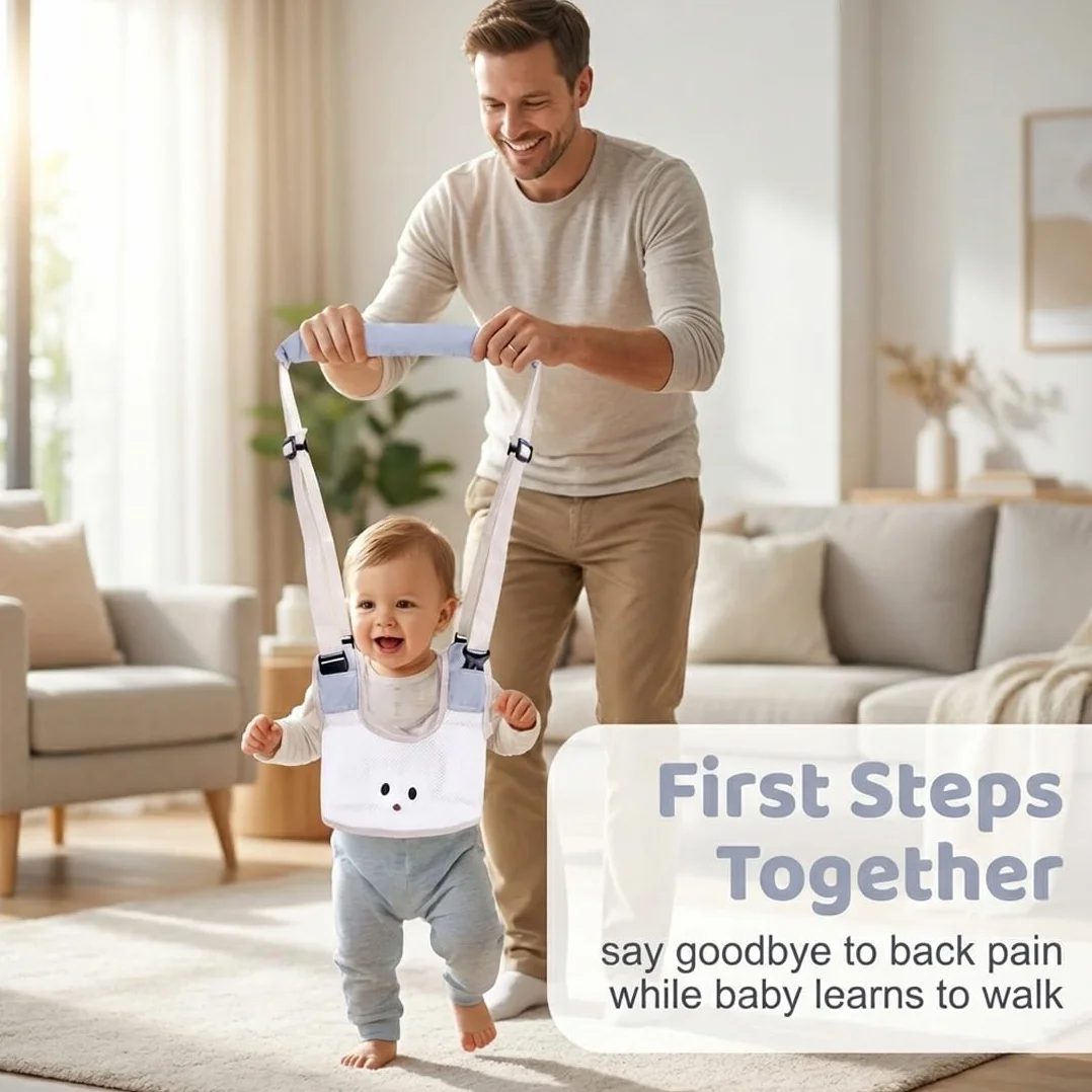 Arnés de Seguridad para Caminar Arnes Bebes Ajustable Arnés de Bebe con Hebilla de Seguridad y Calcomanías Mágicas Transpirable Cinturón de Andador para Bebe 7-24 Mes