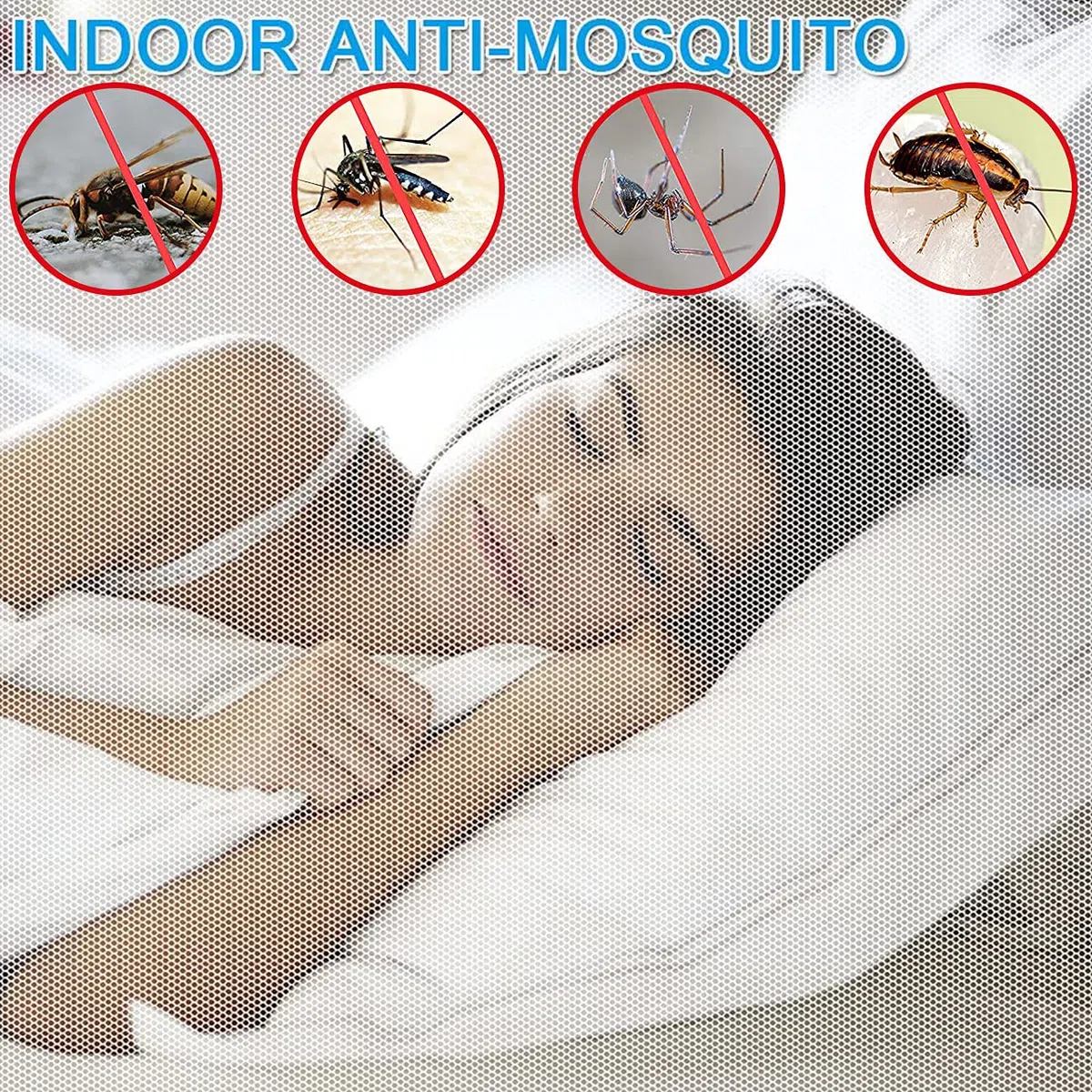 Mosquitero Cuadrados, Mosquitera Cama, Mosquitera Camas Matrimonio, Mosquitero Cuadrados para Interior y Exterior, Protección Repelente contra Insectos, para el Hogar o de Vacaciones (Blanco)