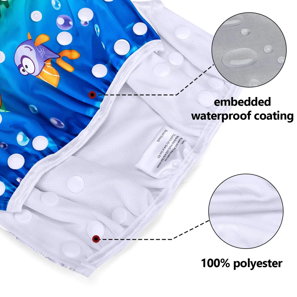 Luxja Pañal de Natación para Bebes Bañador Reutilizable de Nadar de Bebé Pañal Lavable para Bebé (0-3 años), Ballenas + Peces