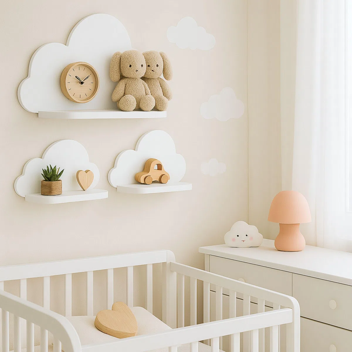 Montessori - Estantería de pared para habitación infantil (3 unidades, montaje sencillo y respetuoso con el medio ambiente), color blanco