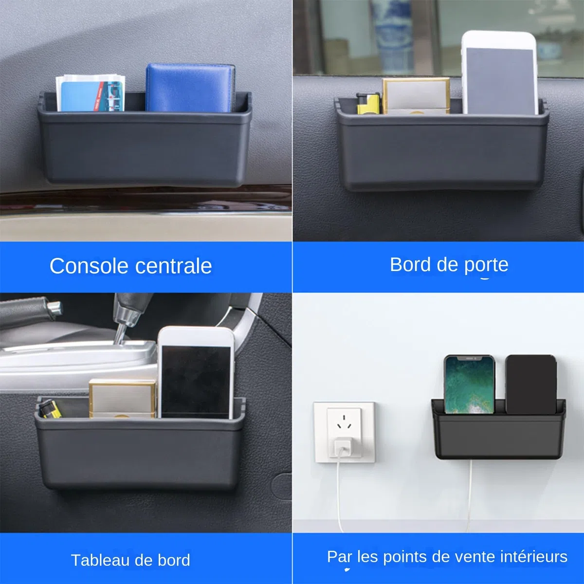 de almacenamiento lateral para puerta de coche - Organizador automático adhesivo, soporte compacto para monedas y objetos pequeños, diseño fácil de montar, interior resistente | Access