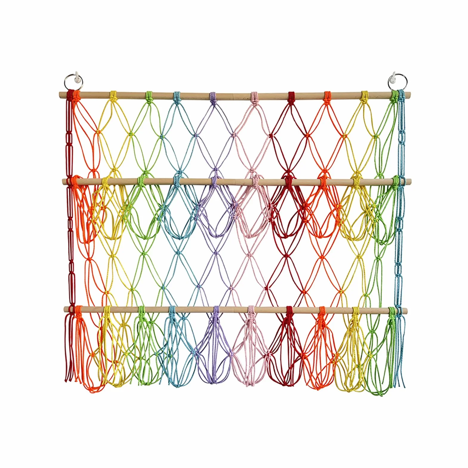 Hamaca de Almacenamiento de Animales de Peluche, Macramé para Colgar en la Pared Juguetes de Peluche Hamaca de Red Organizador de Juguetes Altura Ajustable para Guardería Sala Habitación