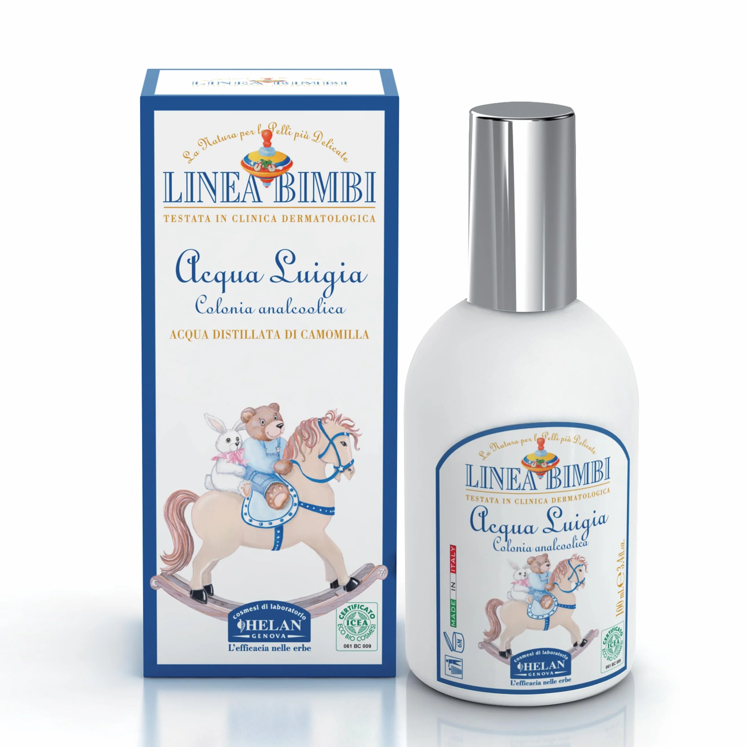 Helan, Linea Bimbi Bio, Colonia Bebé y Niño, Agua de Colonia Spray para Niños - sin Alchol, con Acción Calmante - Colonia Niño con Manzanilla y Fragancia Cítrica - Perfume Bebé - 100 ml