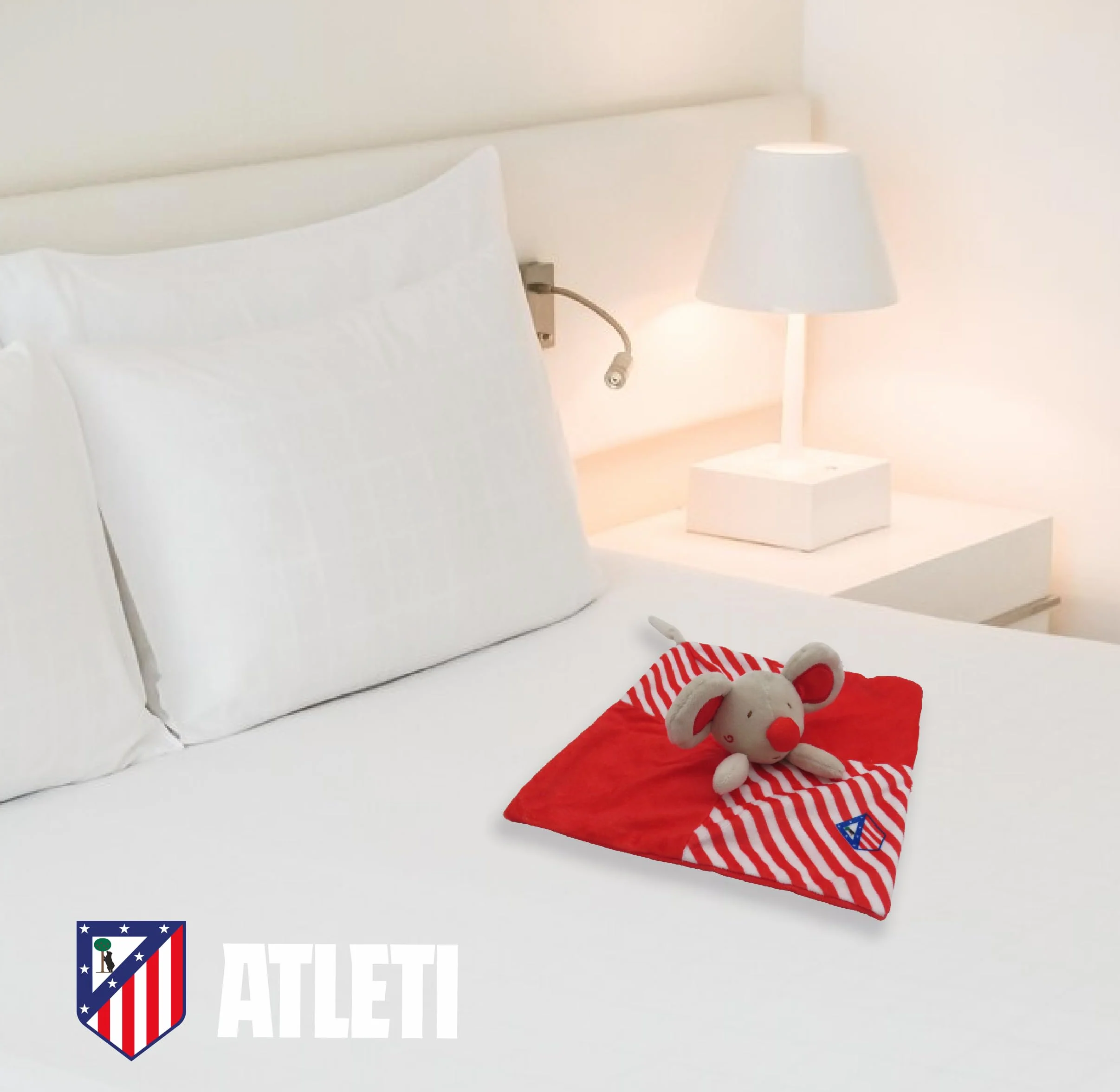 CYPBRANDS Atlético de Madrid- Doudou para bebés, Mantita de apego, Peluches bebé, Ratón, Wandi, Producto Oficial