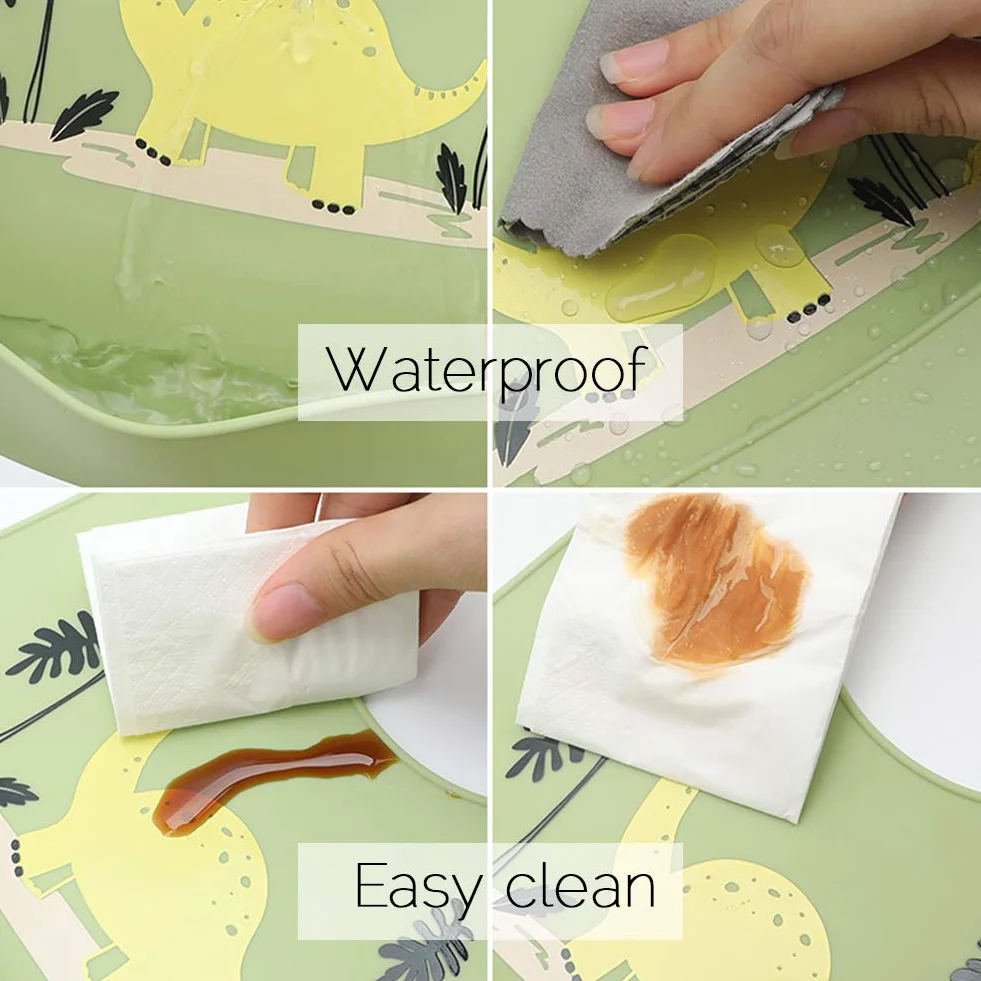 3 Pcs Bebé Baberos de Silicona Impermeable Baberos de Alimentación con Bolsillo Baberos Suave que se Limpia Fácilmente para Bebés o Niños Pequeños Comiendo