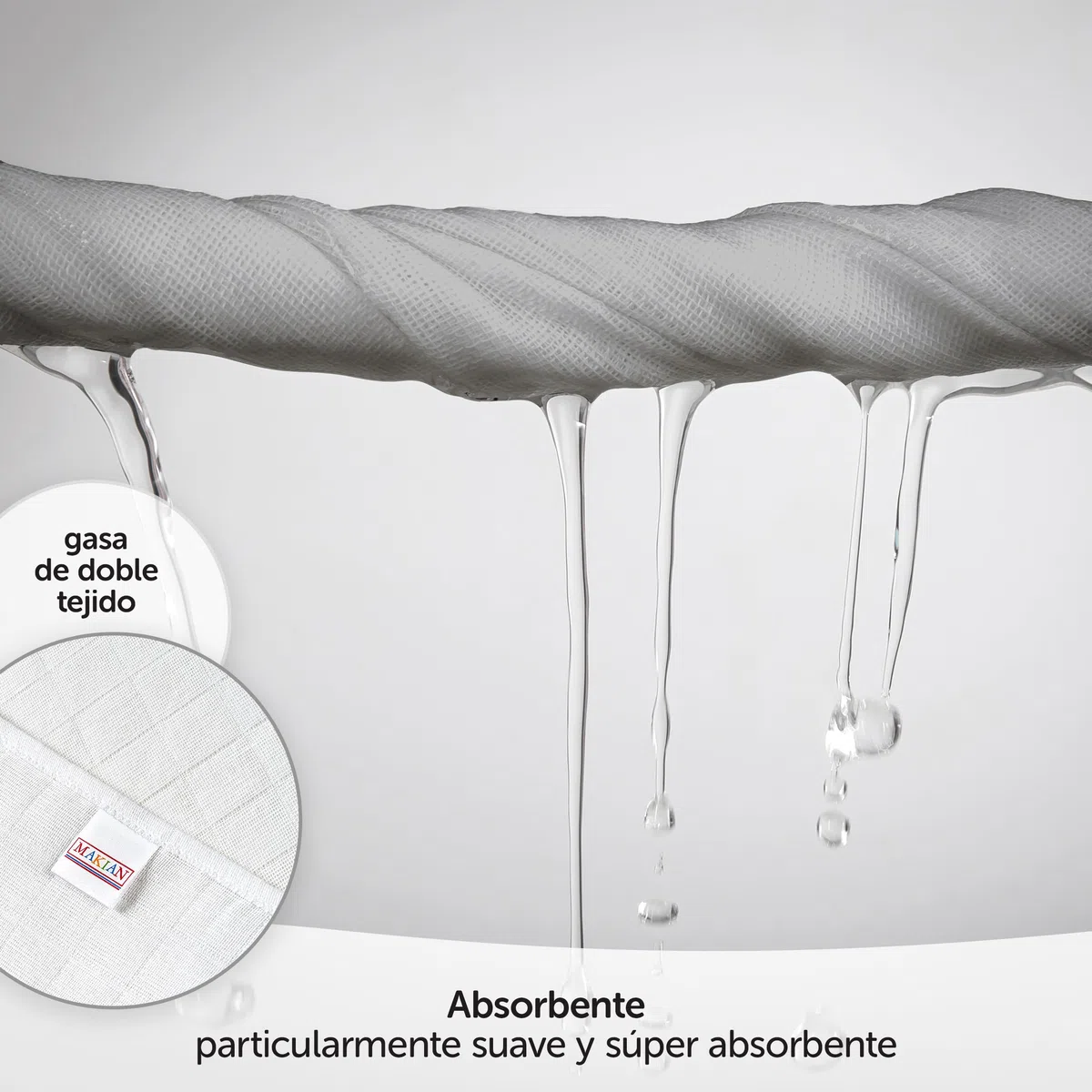 MAKIAN - Muselinas Bebe Algodon 70x70 cm | Gasas para Bebes 4 Ud. | Cuadrados de Muselina con Tejido Doble con Bordes Reforzados y Certificado Oeko-Tex, Estrellas Gris Blanco