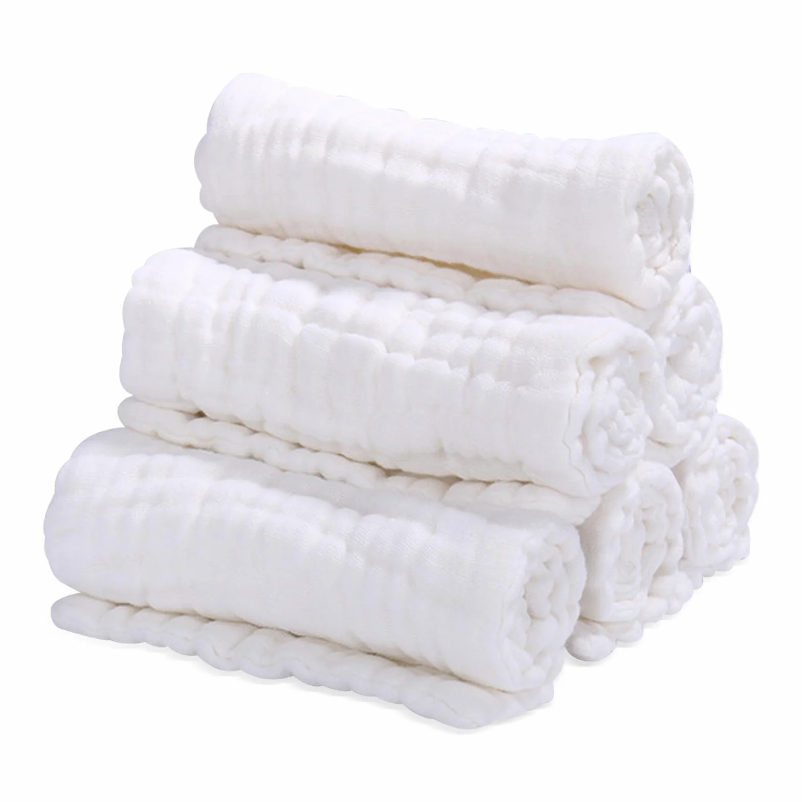 Yolistar 6 Pack Muselinas Bebe Algodon 25x50 cm, Gasas para Bebes Nacidos, 6 Capas Espesadas Super Absorbentes, Toallitas Reutilizables y Lavables, Suaves para Recien Nacido Niñas Niños, Blanco