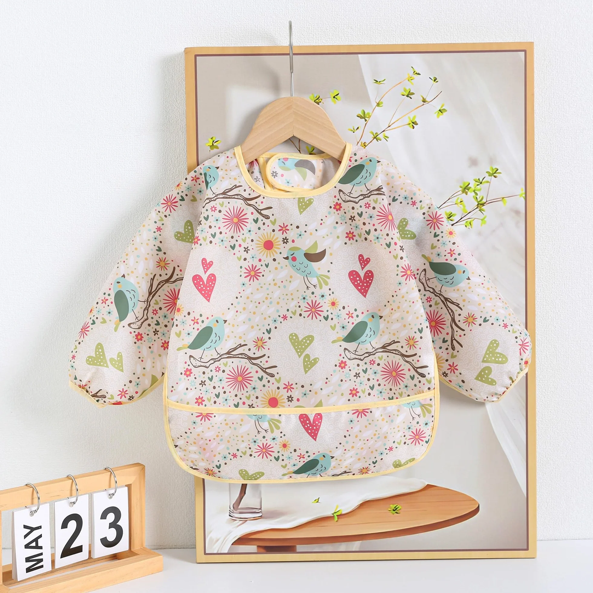Babero con Mangas, 5 Paquetes Bebe Babero Impermeable Babetes Bebe para 3-30 Meses