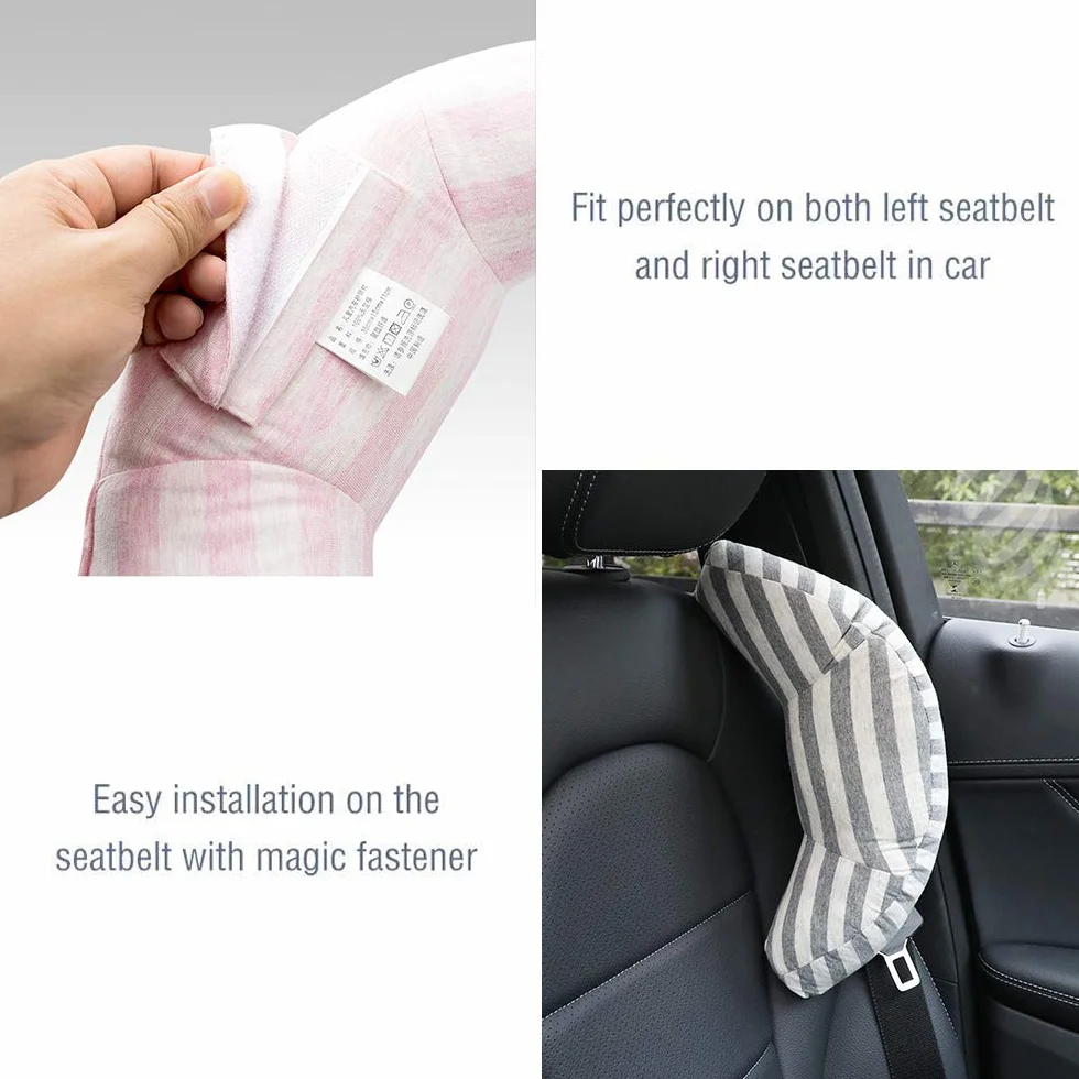 Almohada Para Bebé - Sujeta la Cabeza de Niños en Coche y Carrito 2 en 1 Reposacabezas Coche y Protector Cinturón Seguridad Para Bebés y Niños Accesorios Coche Niños (Gris)