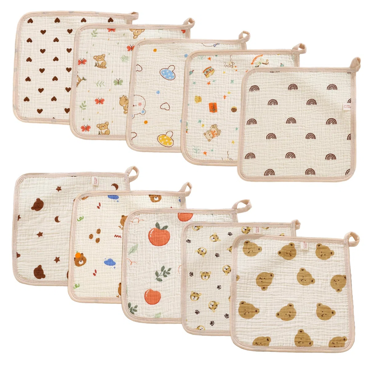10 Piezas Muselinas Bebé Algodon 25x25 cm, Suaves Absorbentes Transpirable Paños de Muselina para Bebé, Reutilizables Gasas para Bebes Nacidos Blanco